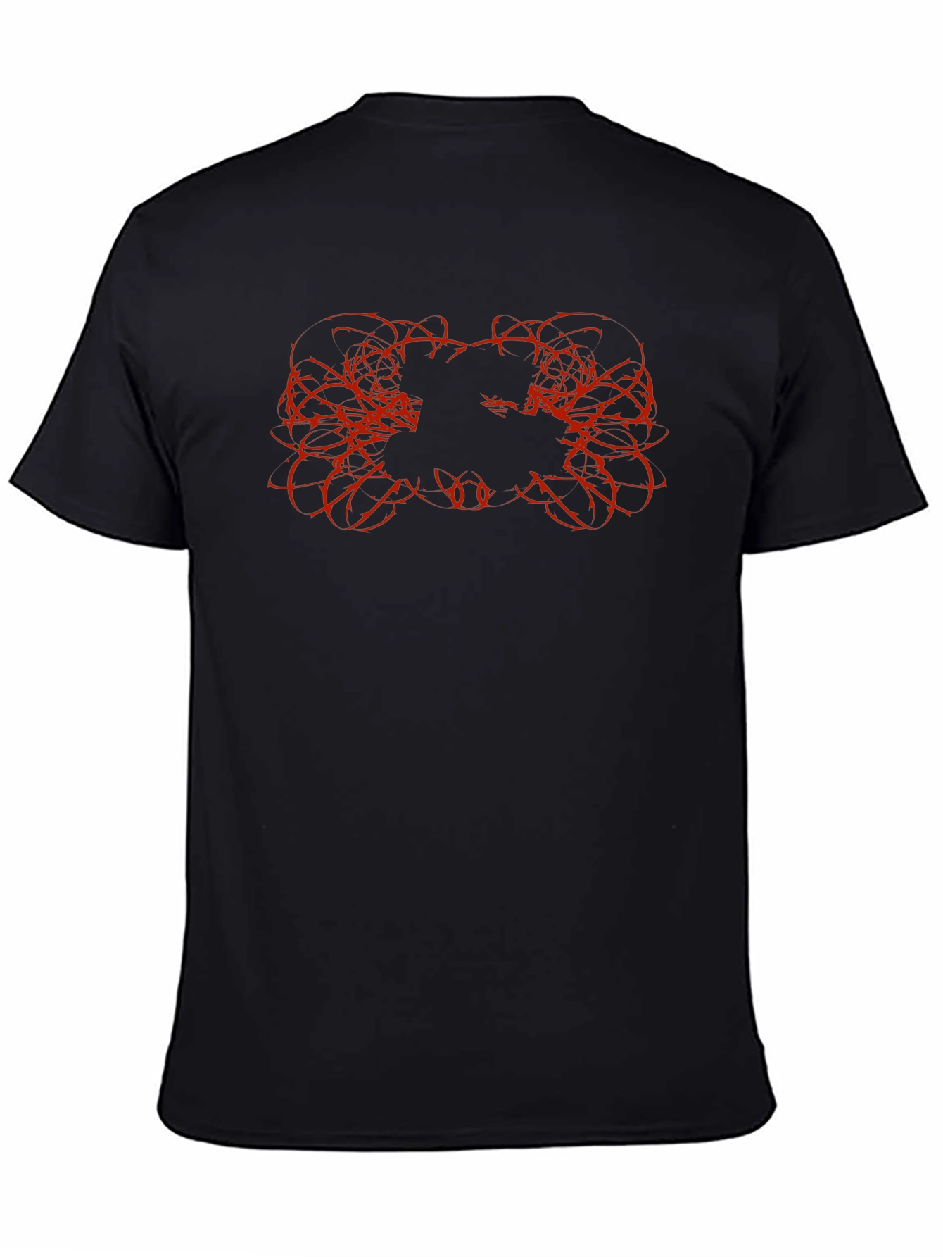 Mens Black Graphic Tee with Red Thorn Design