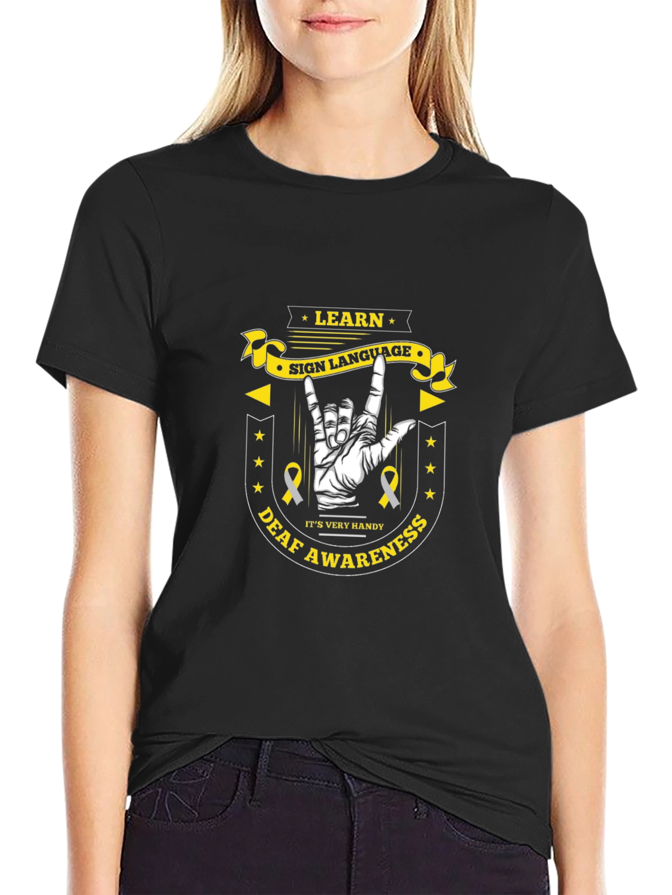 Learn Sign Language Deaf Awareness T-Shirt