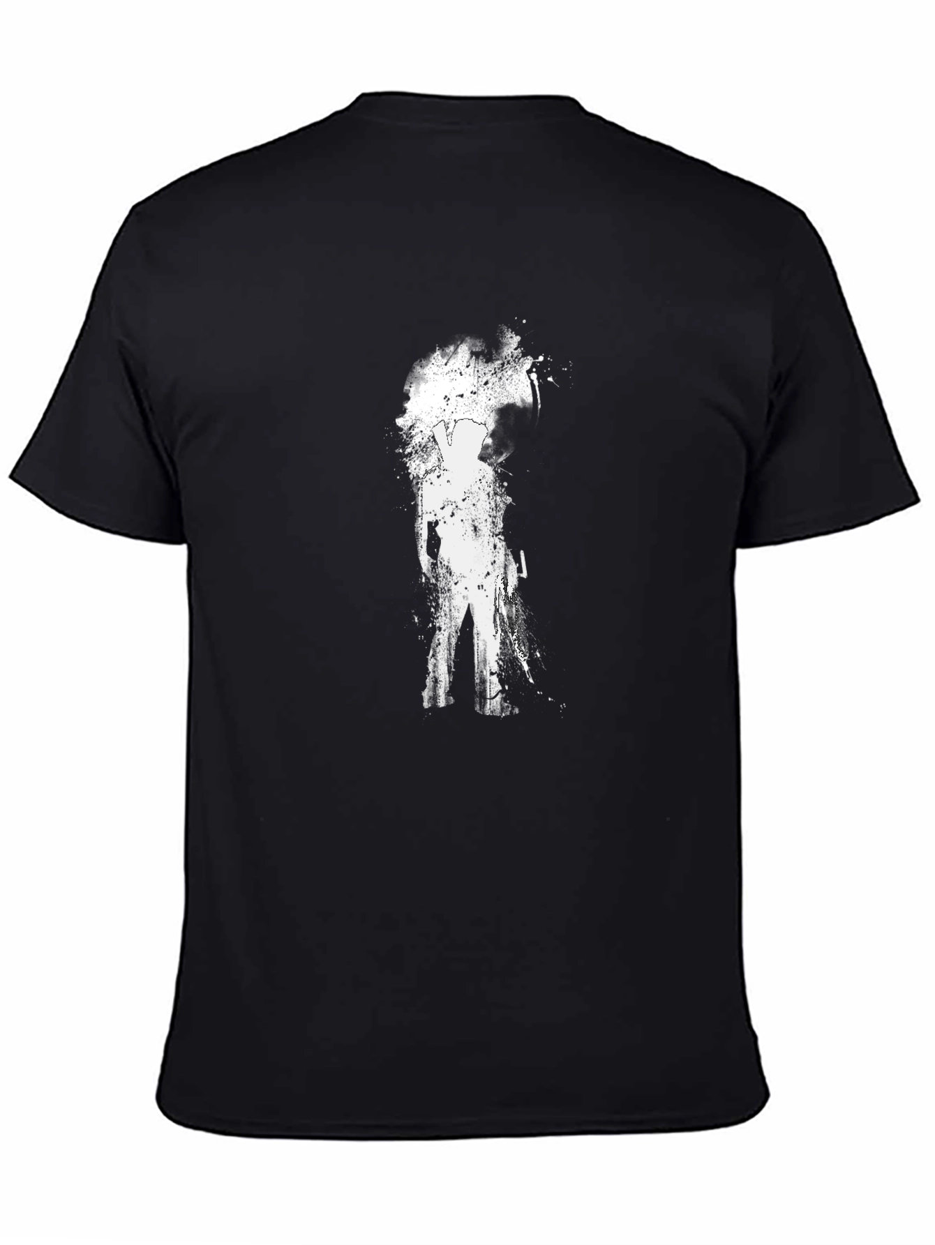 Mens Black T-Shirt with Abstract Silhouette Design