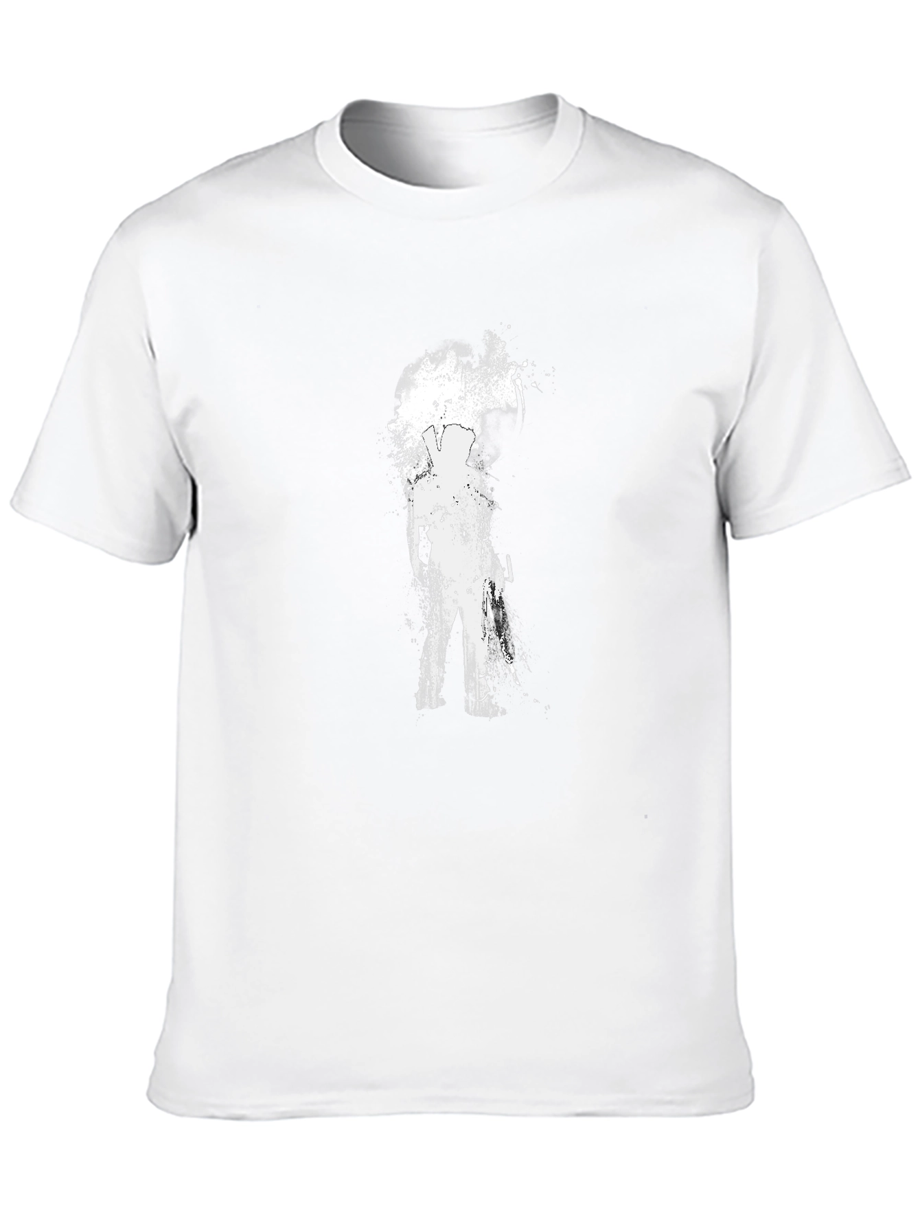 Mens Black T-Shirt with Abstract Silhouette Design
