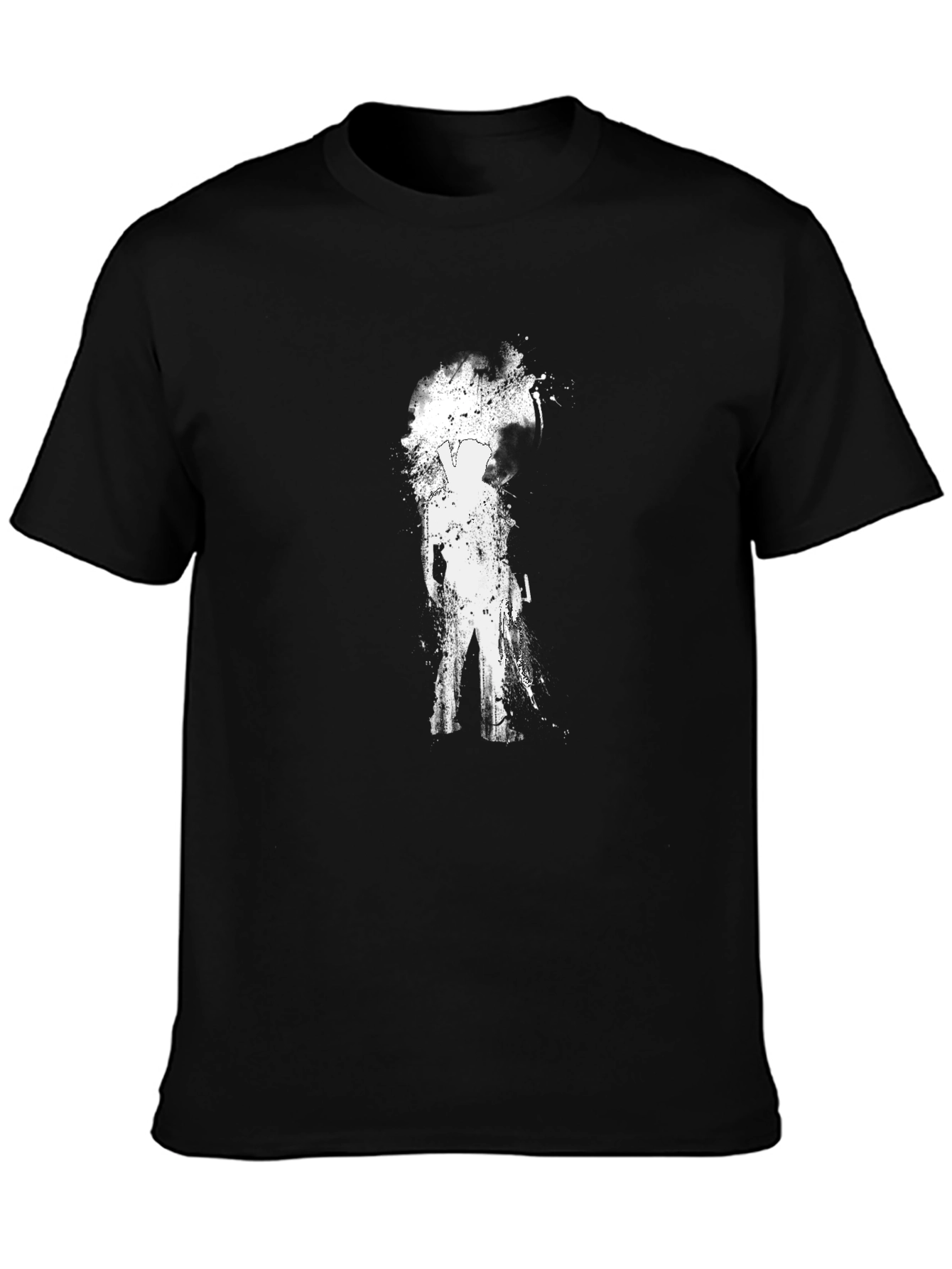 Mens Black T-Shirt with Abstract Silhouette Design