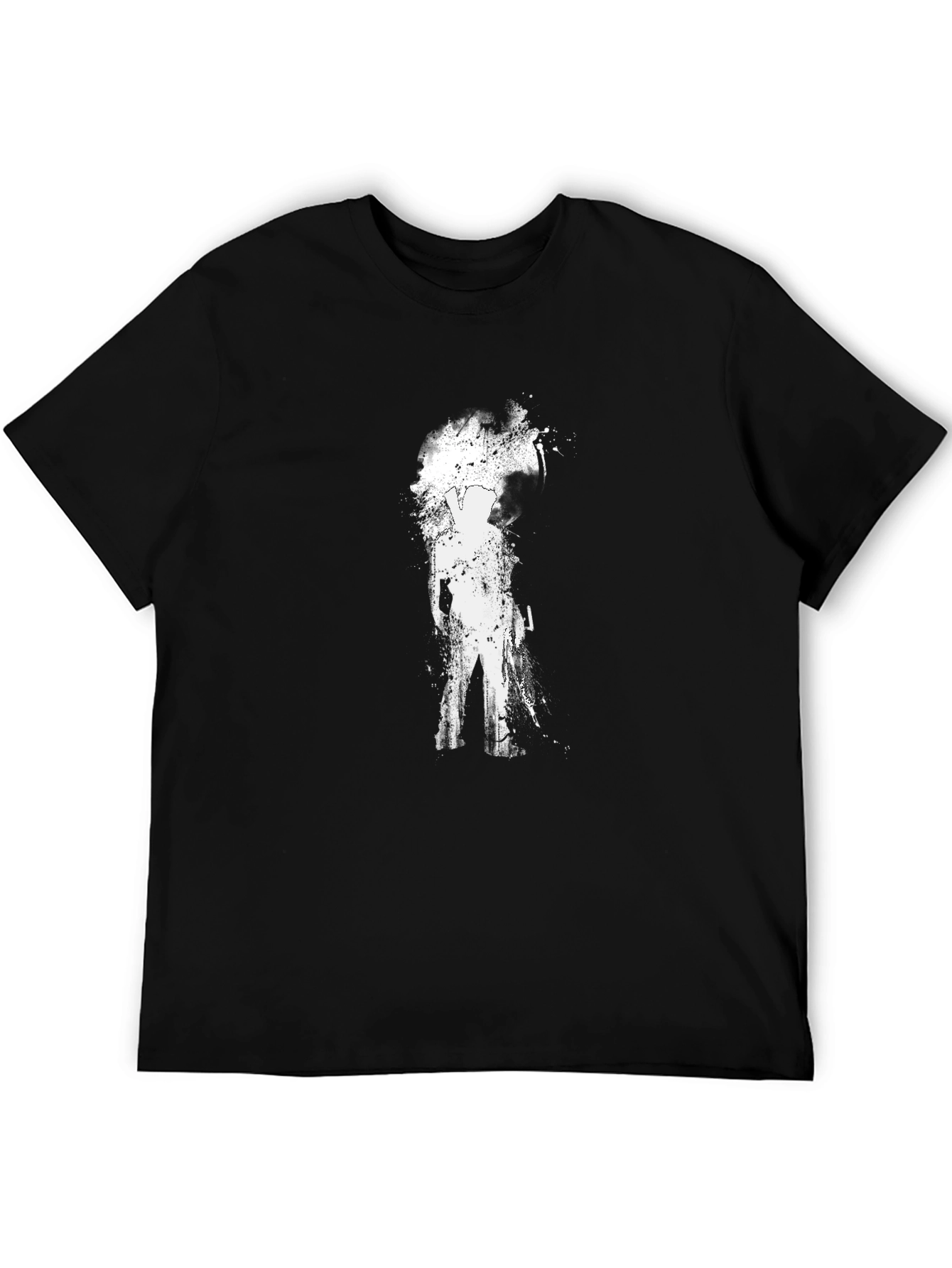 Mens Black T-Shirt with Abstract Silhouette Design