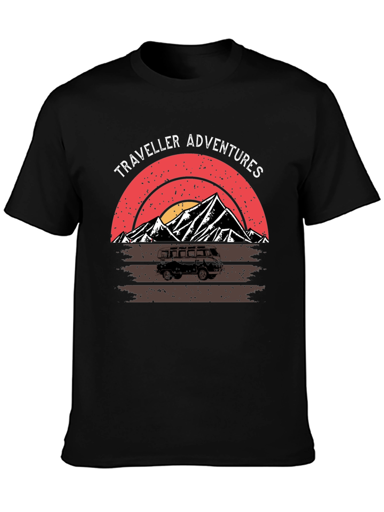 Traveller Adventures T-Shirt - Retro Mountain Van Graphic