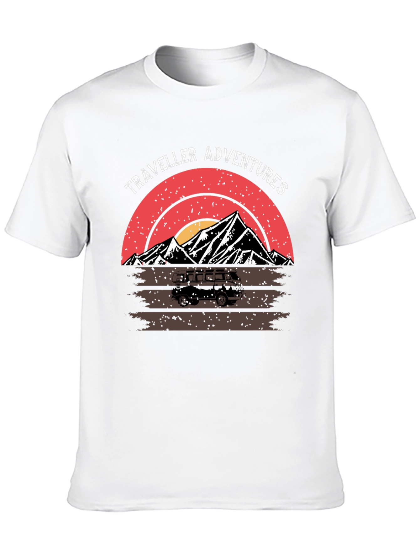 Traveller Adventures T-Shirt - Retro Mountain Van Graphic