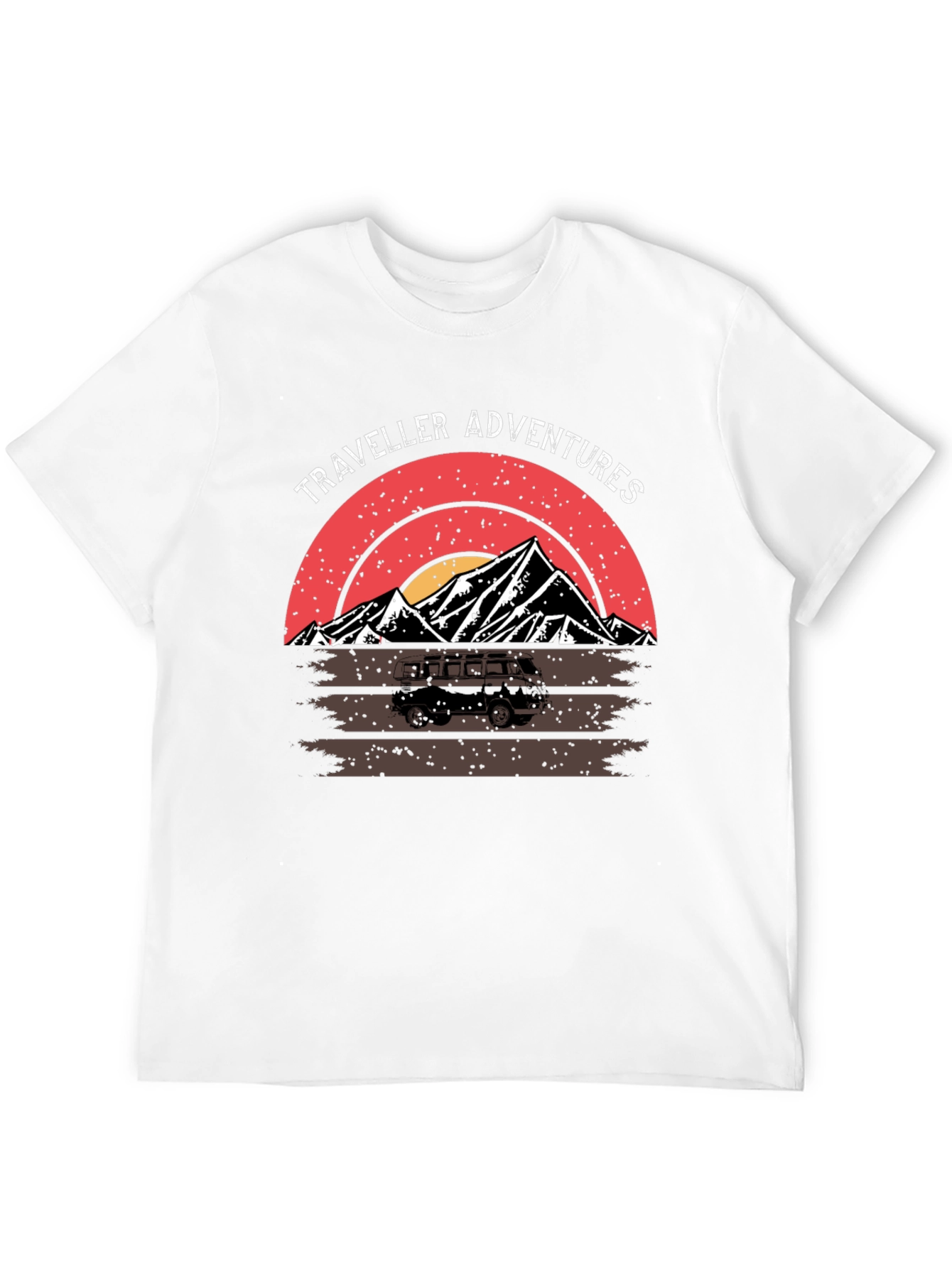 Traveller Adventures T-Shirt - Retro Mountain Van Graphic