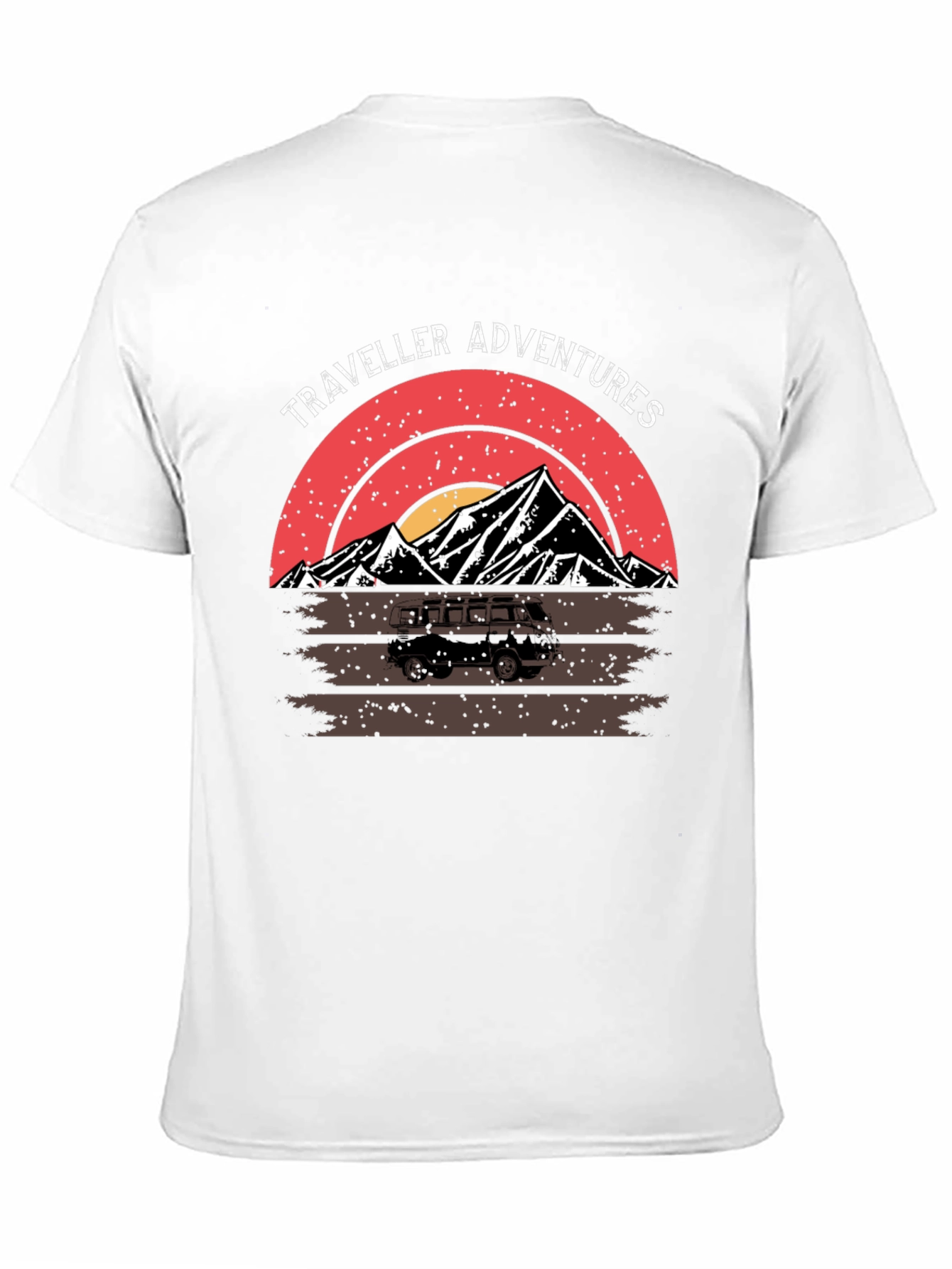 Traveller Adventures T-Shirt - Retro Mountain Van Graphic