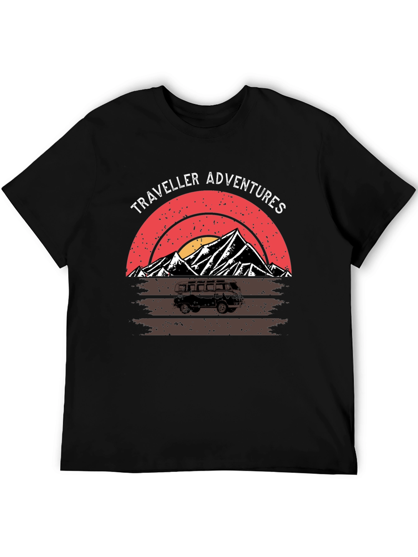Traveller Adventures T-Shirt - Retro Mountain Van Graphic