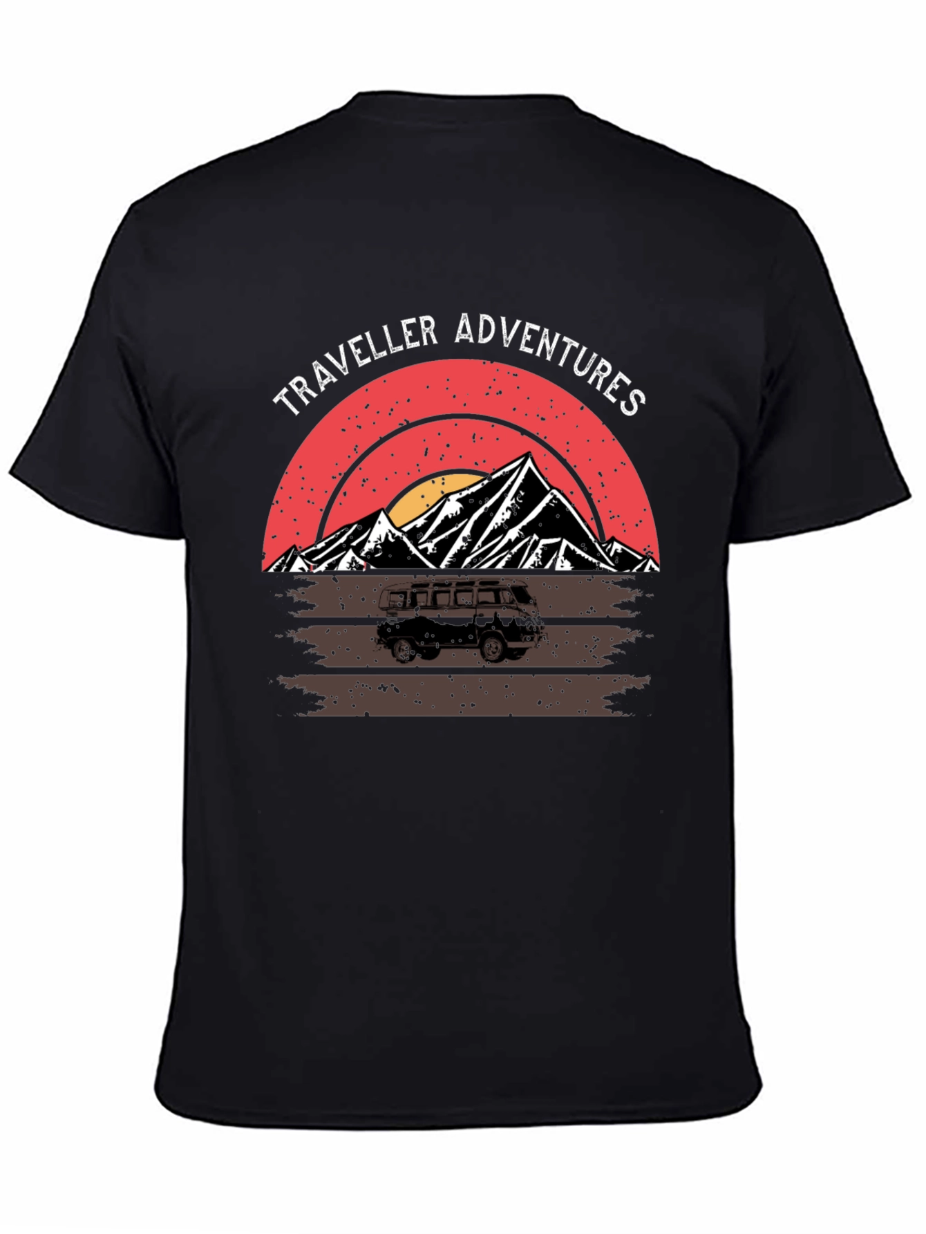 Traveller Adventures T-Shirt - Retro Mountain Van Graphic