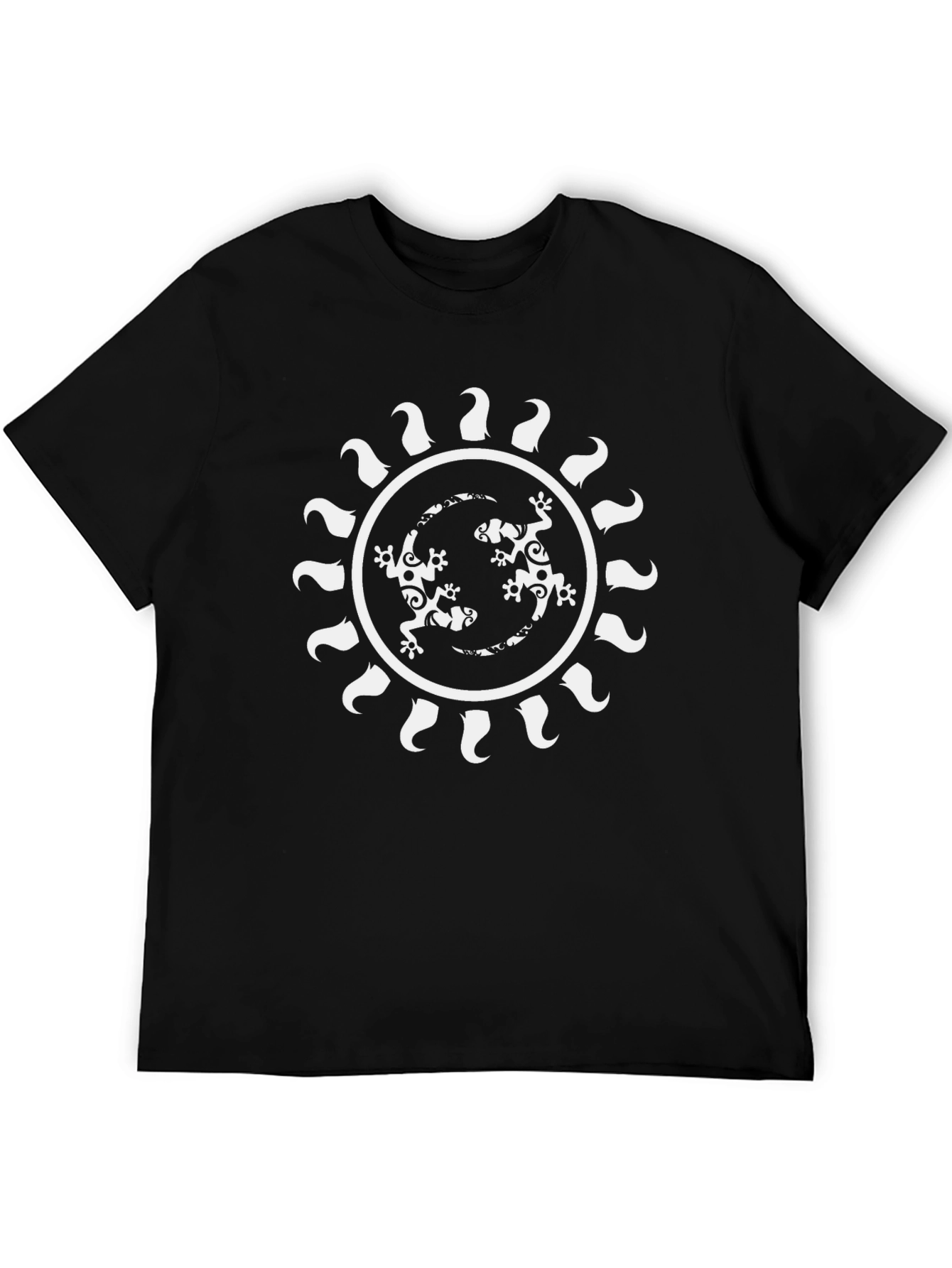 Tribal Lizard Sun Graphic Tee - Mens Black T-Shirt