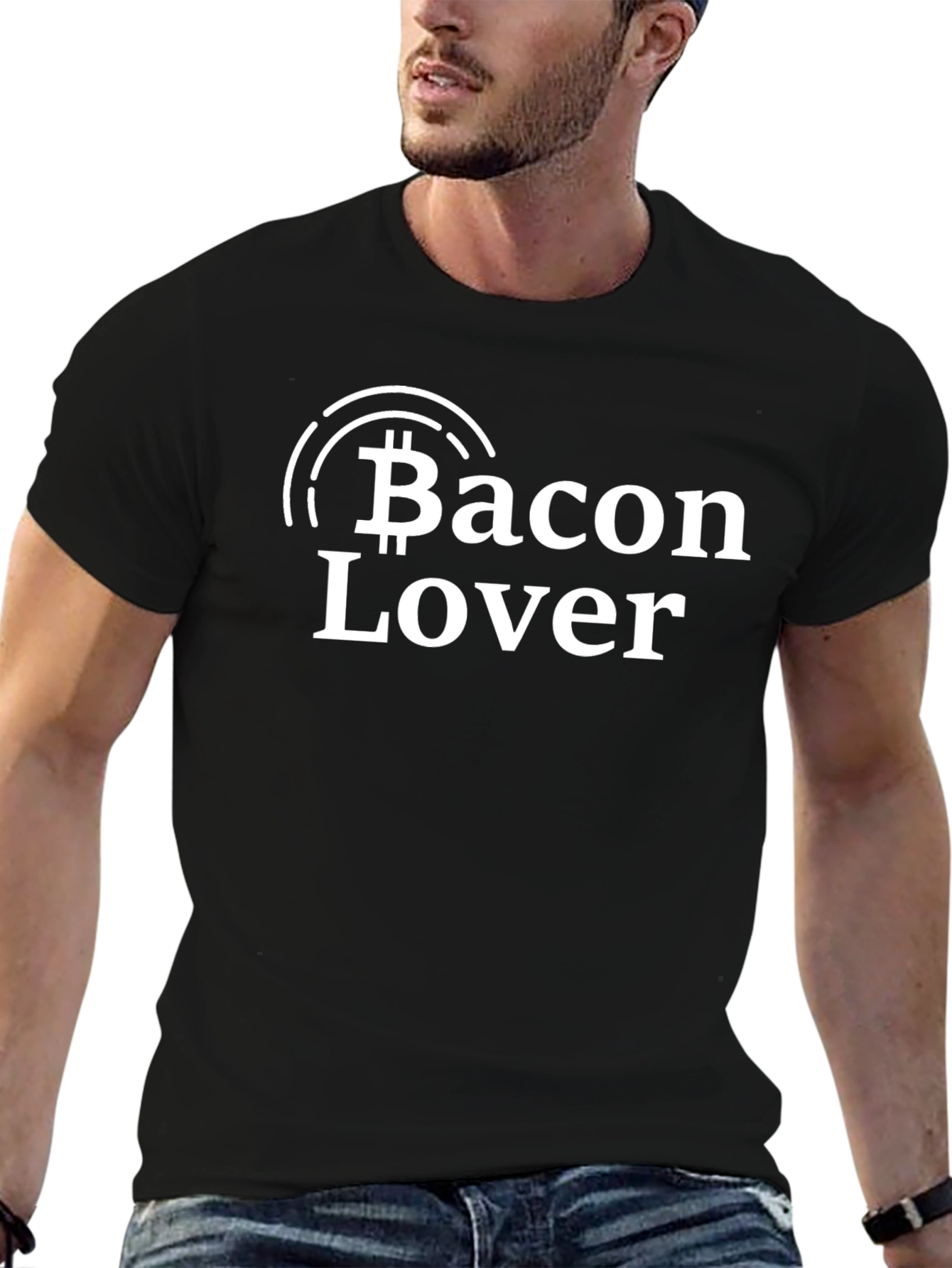 Bacon Lover Bitcoin Style Black T-Shirt