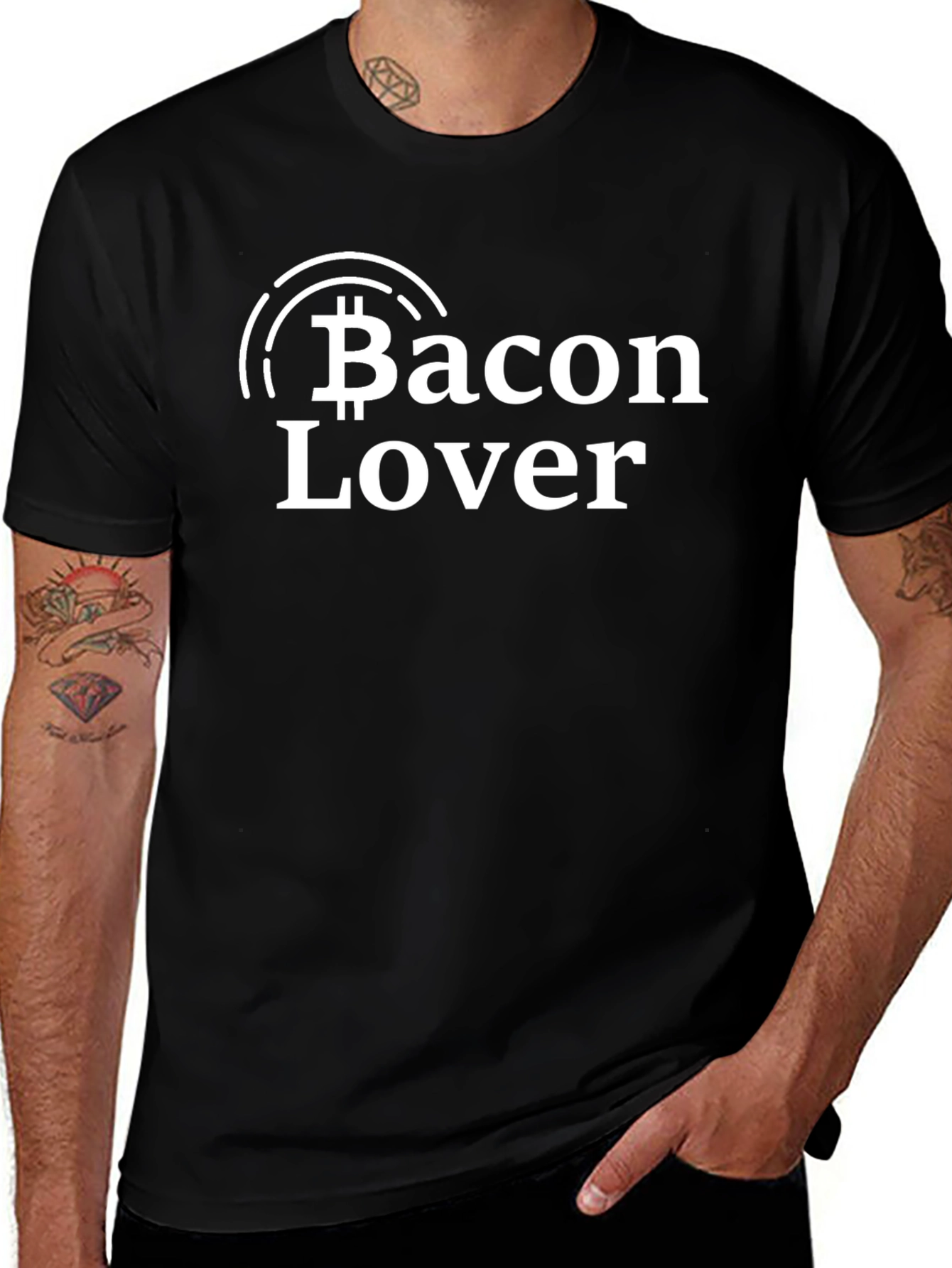 Bacon Lover Bitcoin Style Black T-Shirt