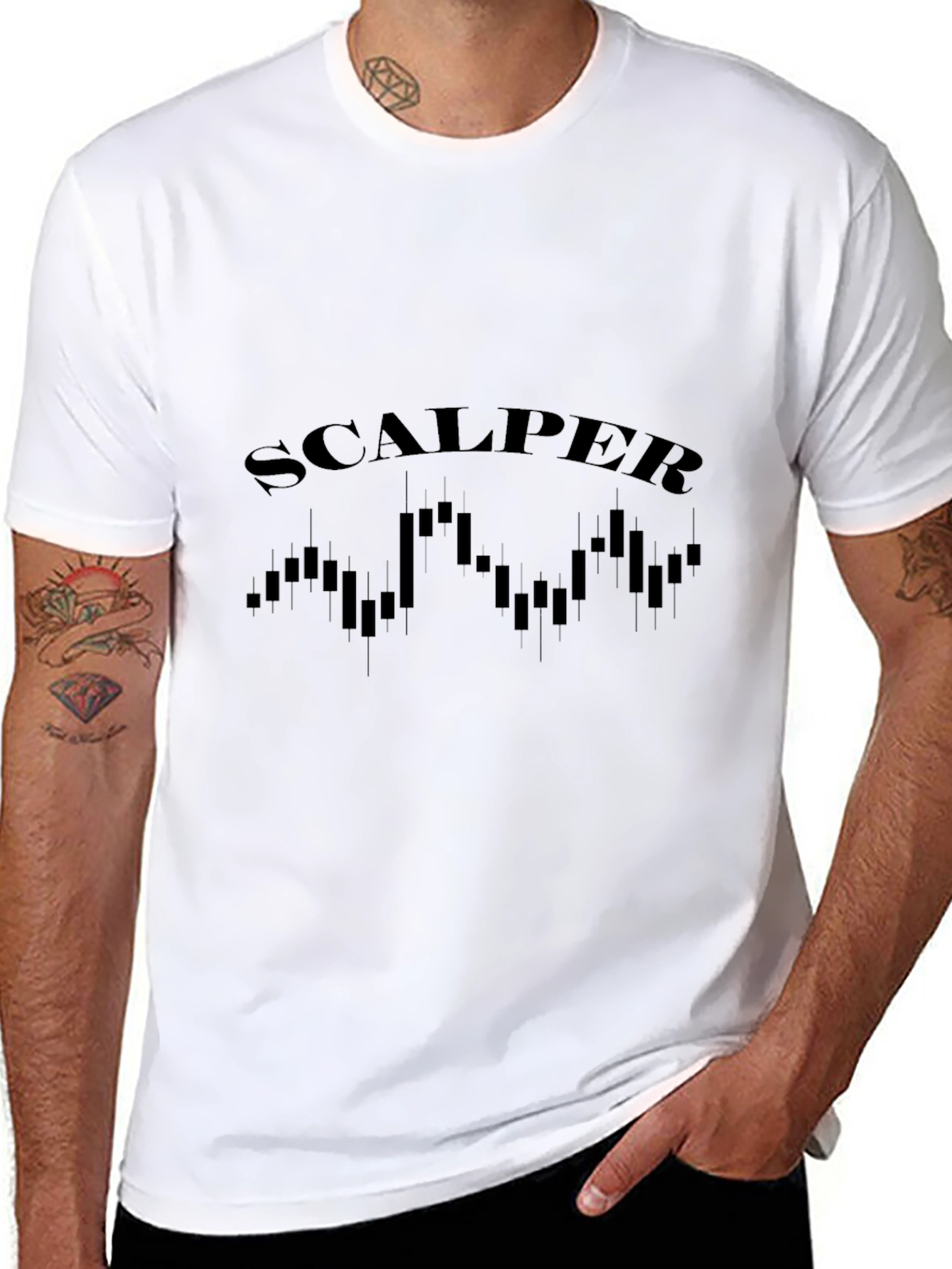 Scalper Trader T-Shirt: Stock Market Candlestick Design