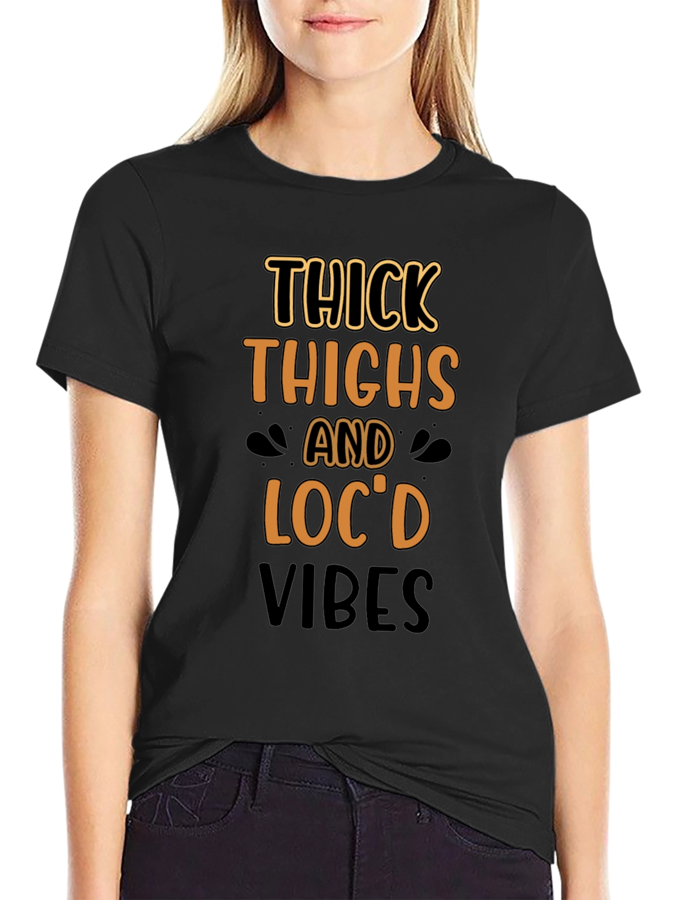 Thick Thighs Locd Vibes Black T-Shirt