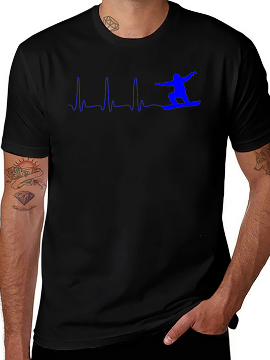 Snowboard Heartbeat T-Shirt - Black