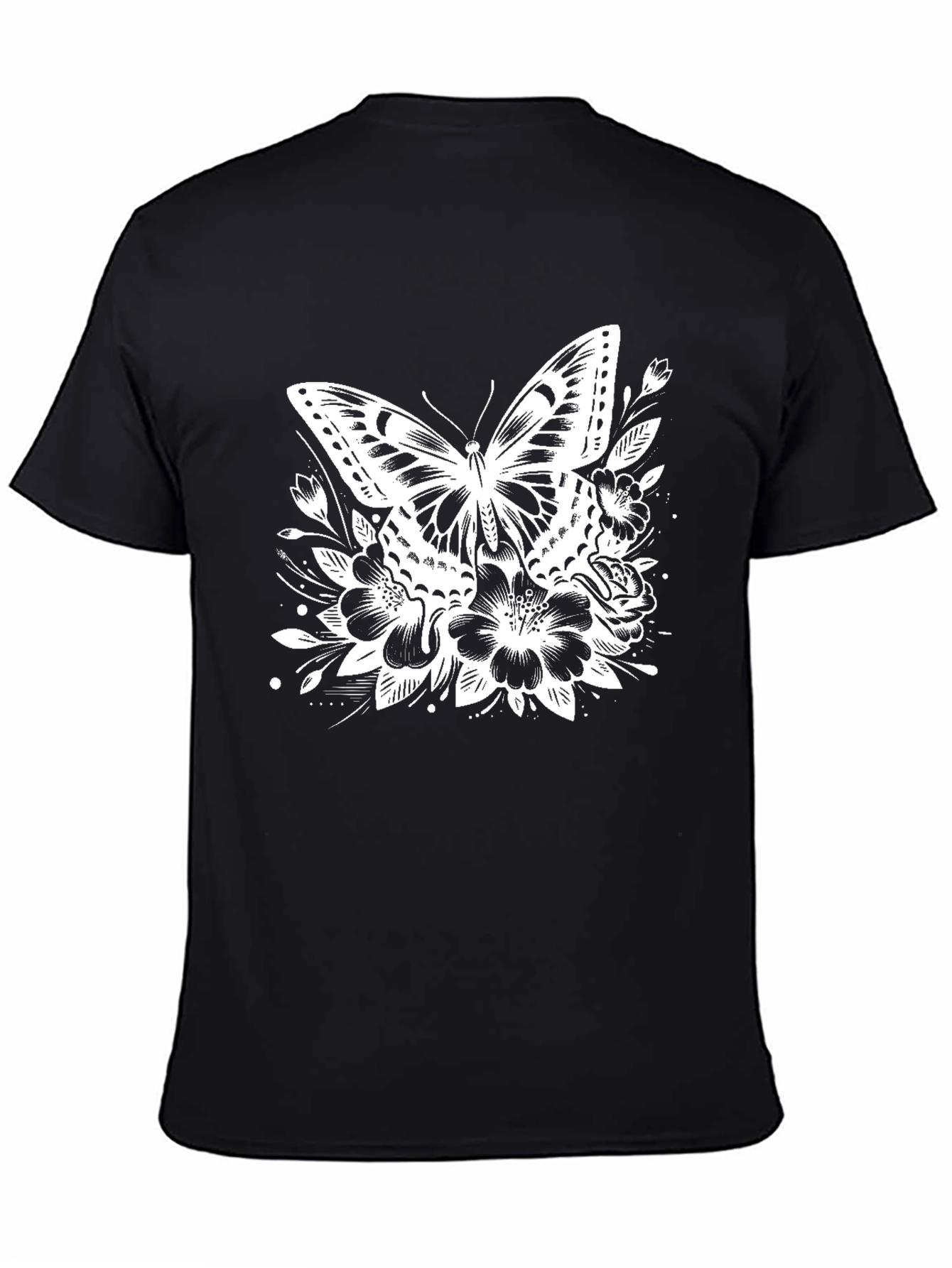 Butterfly Floral Graphic Tee - Black