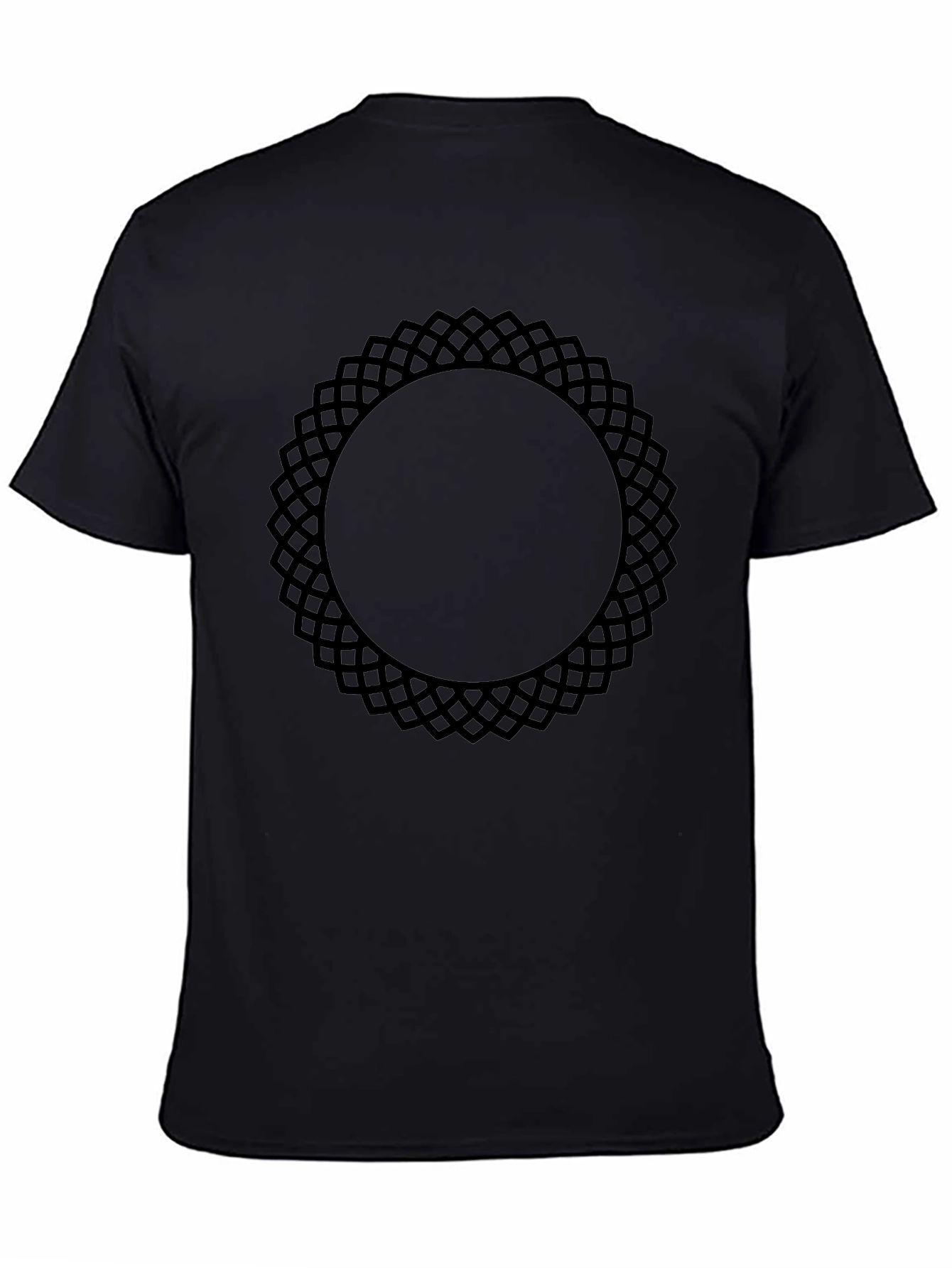 Black Tee with Geometric Circle Design