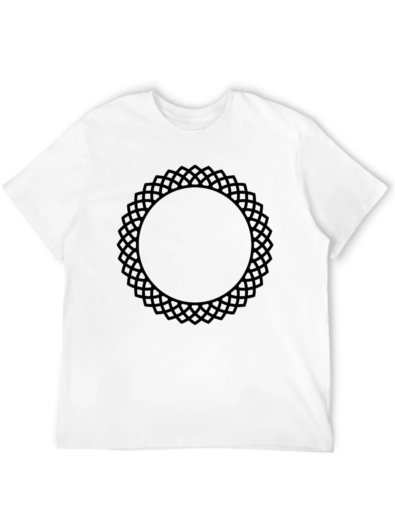 Black Tee with Geometric Circle Design