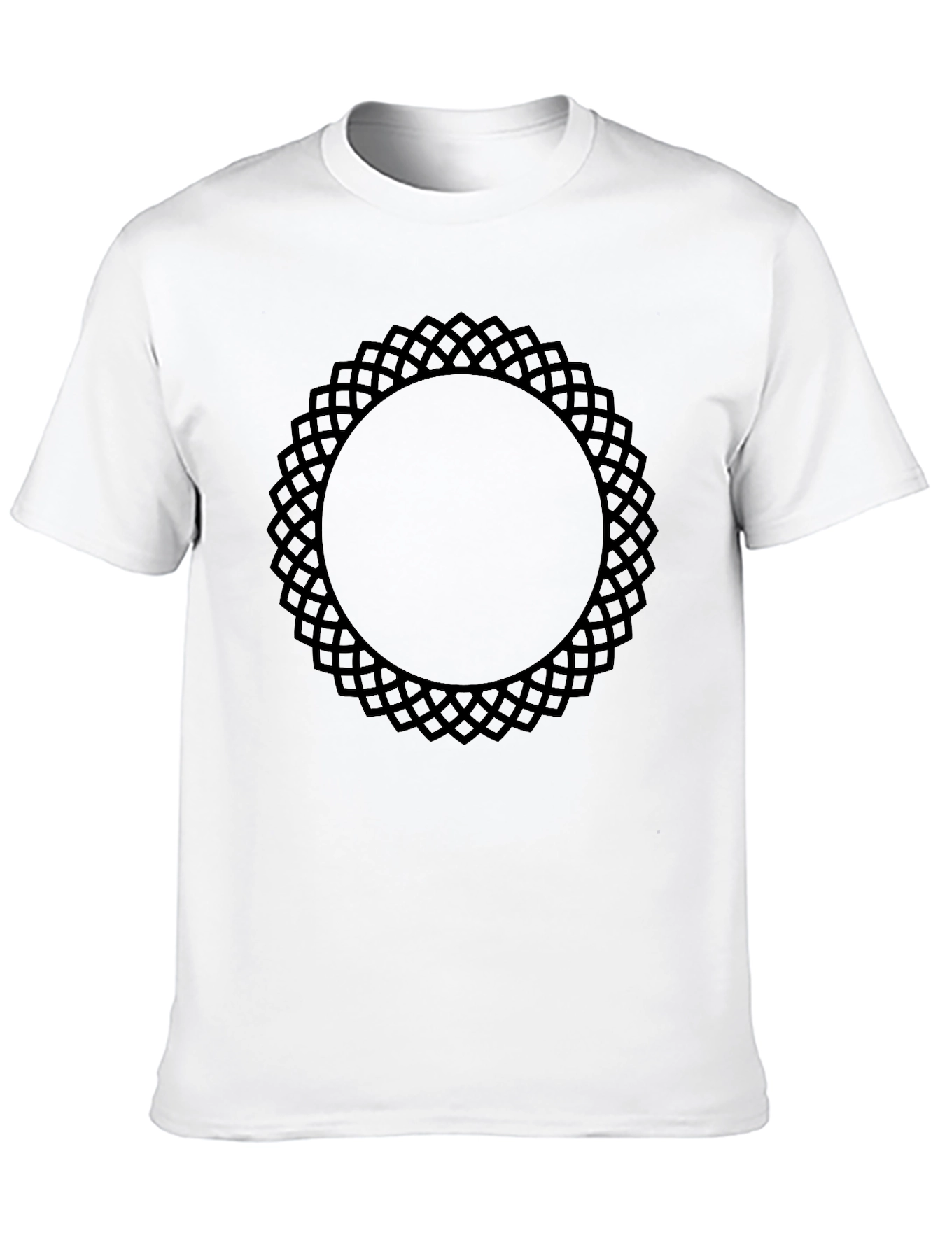 Black Tee with Geometric Circle Design