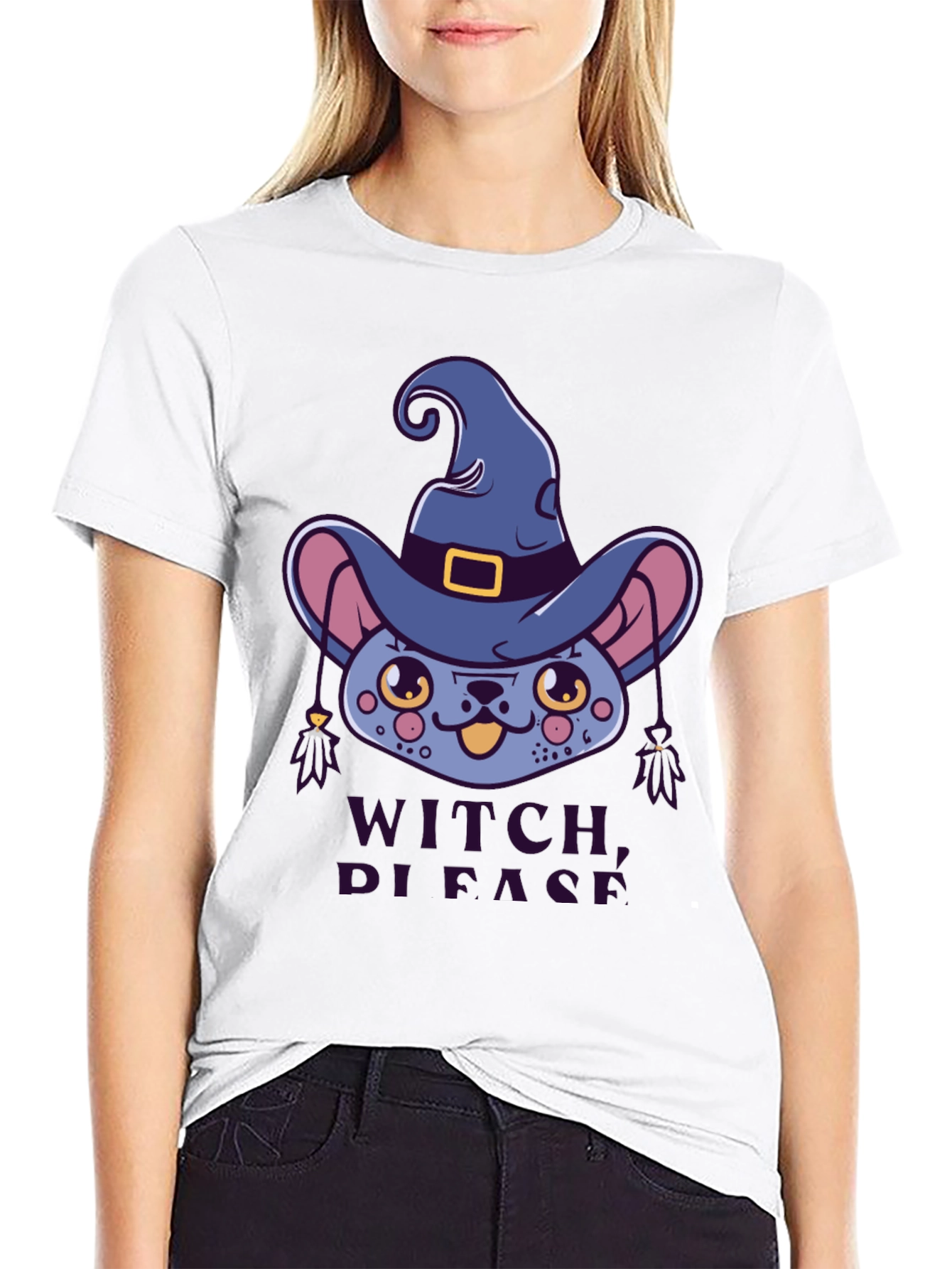 Witch Please Cat Graphic Tee - Halloween Shirt