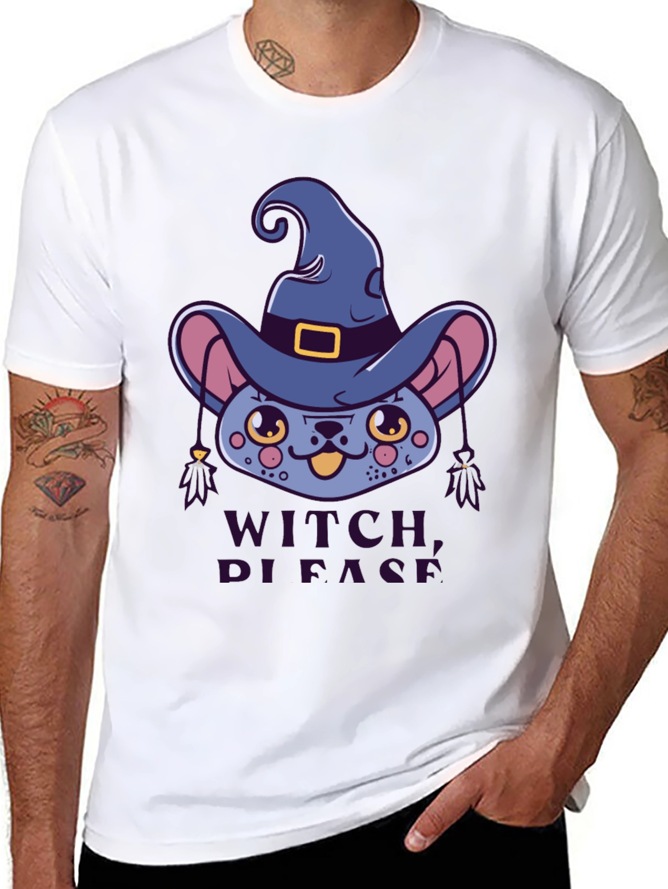 Witch Please Cat Graphic Tee - Halloween Shirt
