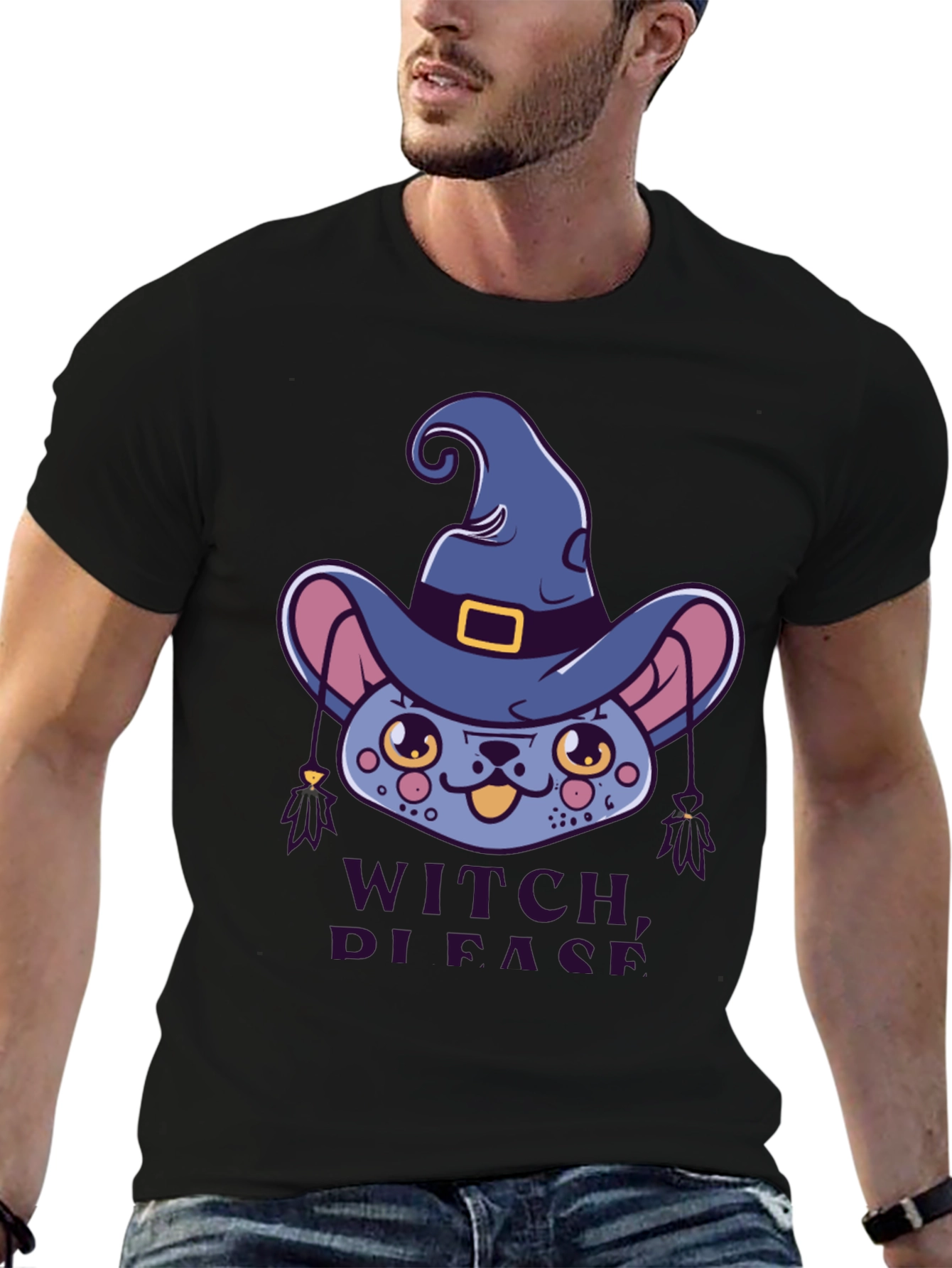 Witch Please Cat Graphic Tee - Halloween Shirt