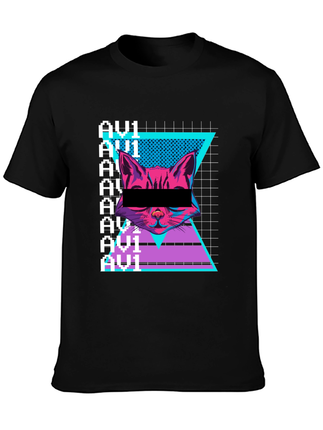 Cyberpunk Cat Graphic Tee - Retro Style
