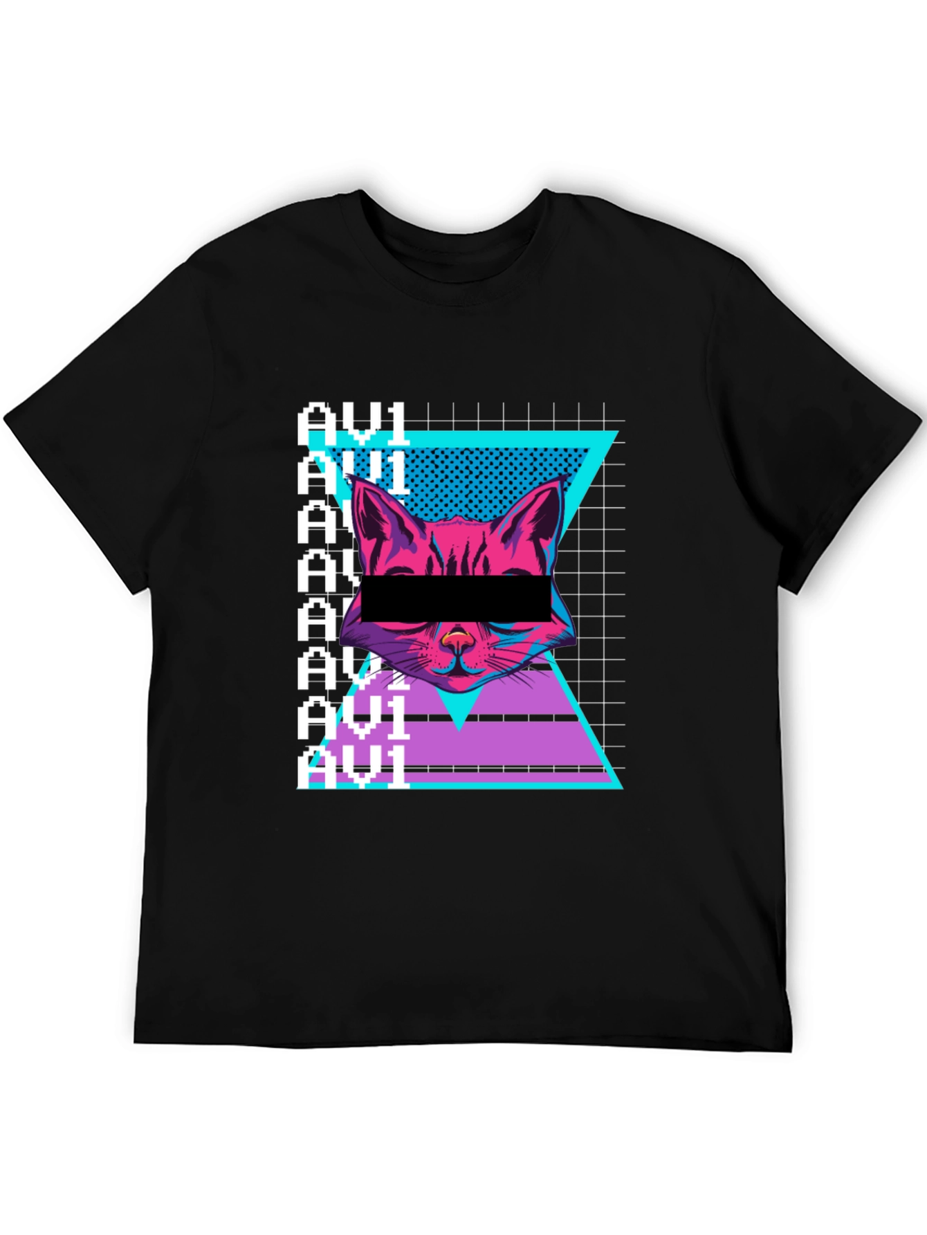 Cyberpunk Cat Graphic Tee - Retro Style