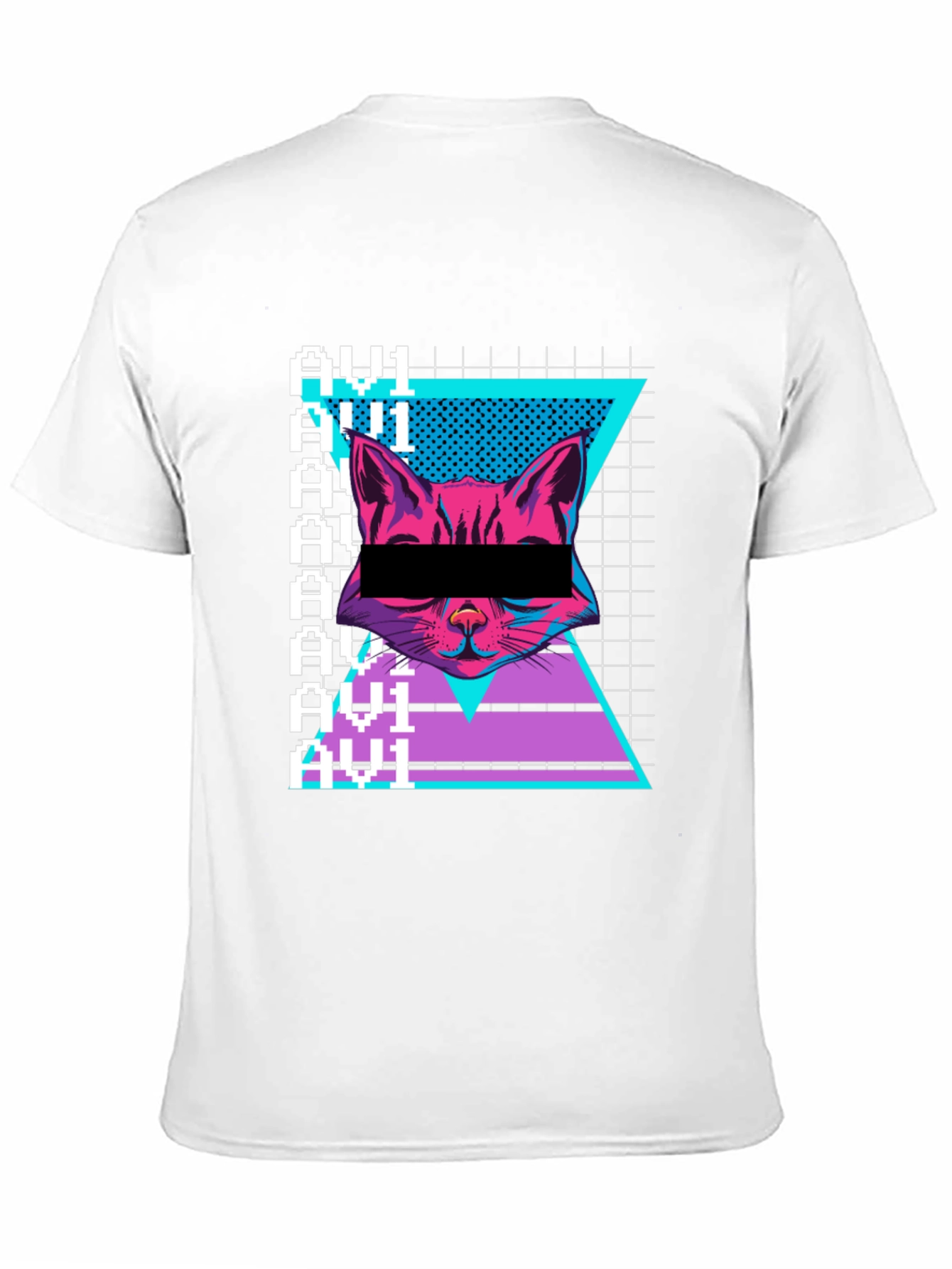 Cyberpunk Cat Graphic Tee - Retro Style