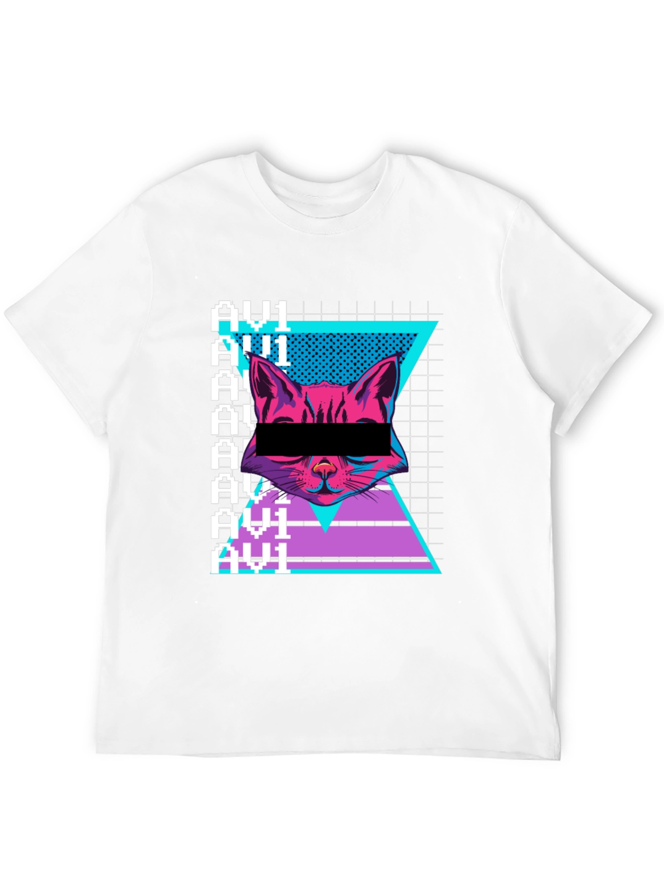 Cyberpunk Cat Graphic Tee - Retro Style