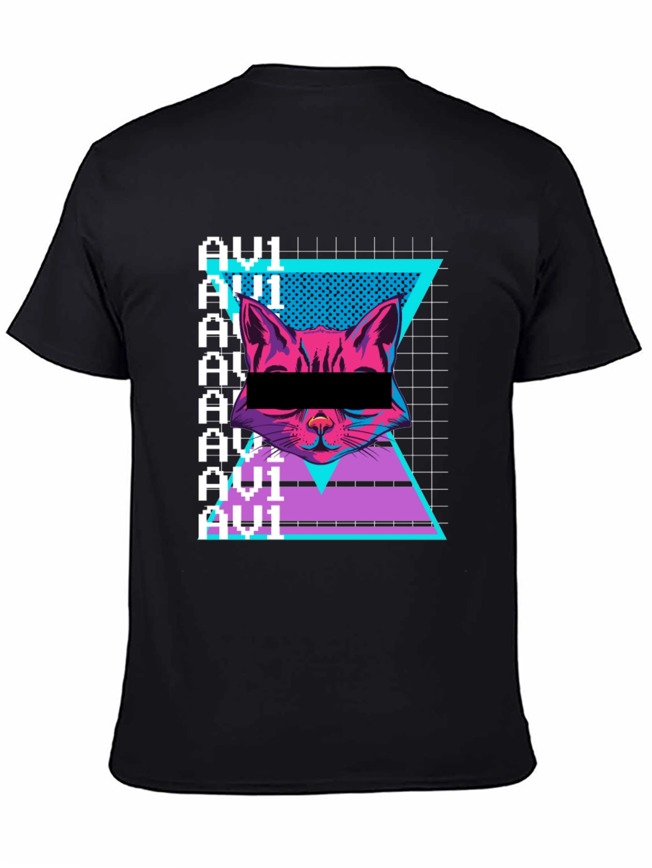 Cyberpunk Cat Graphic Tee - Retro Style