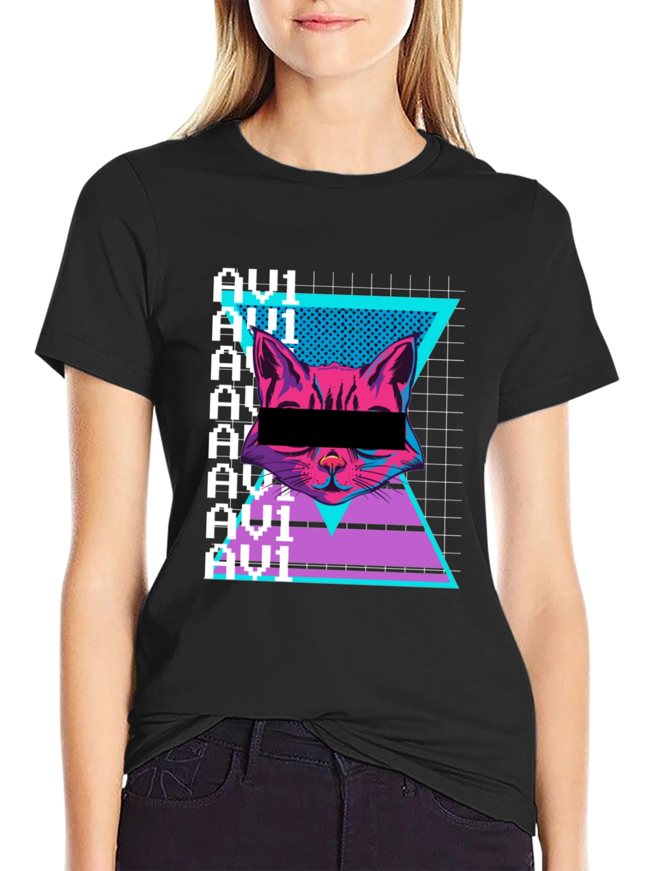 Cyberpunk Cat Graphic Tee - Retro Style