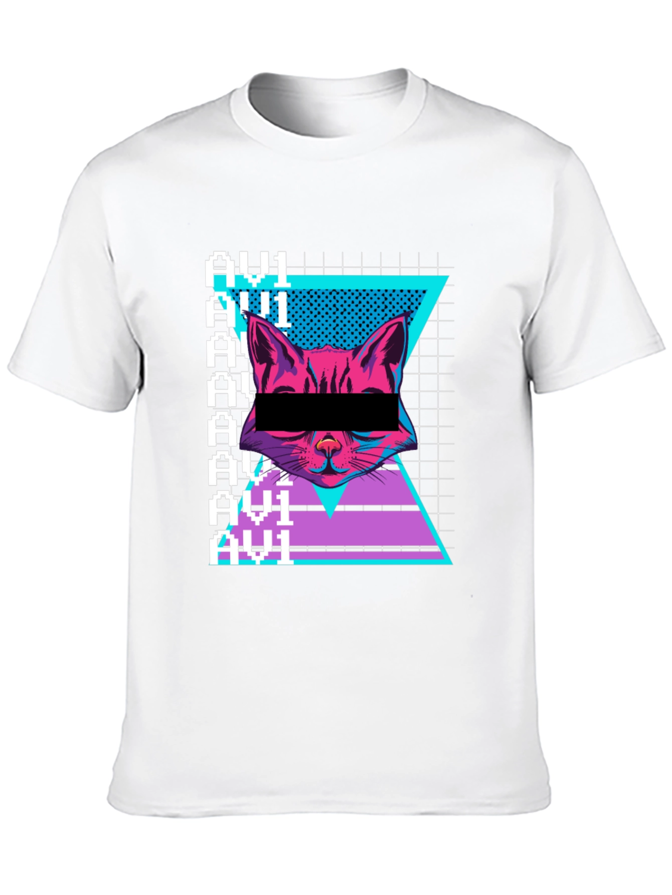 Cyberpunk Cat Graphic Tee - Retro Style