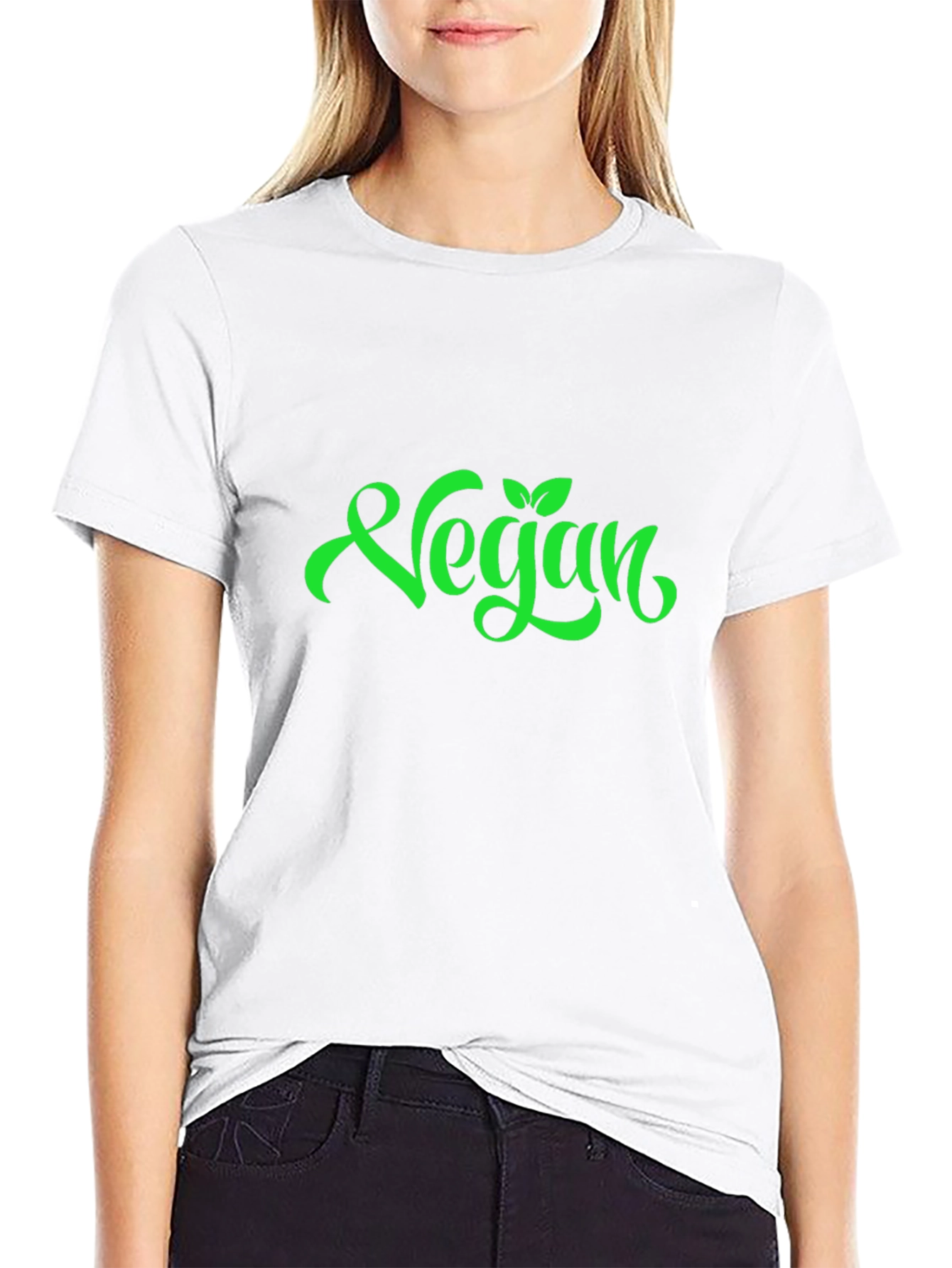 Vegan Green Lettering Black T-Shirt