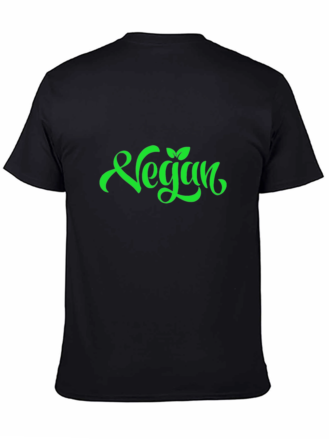 Vegan Green Lettering Black T-Shirt
