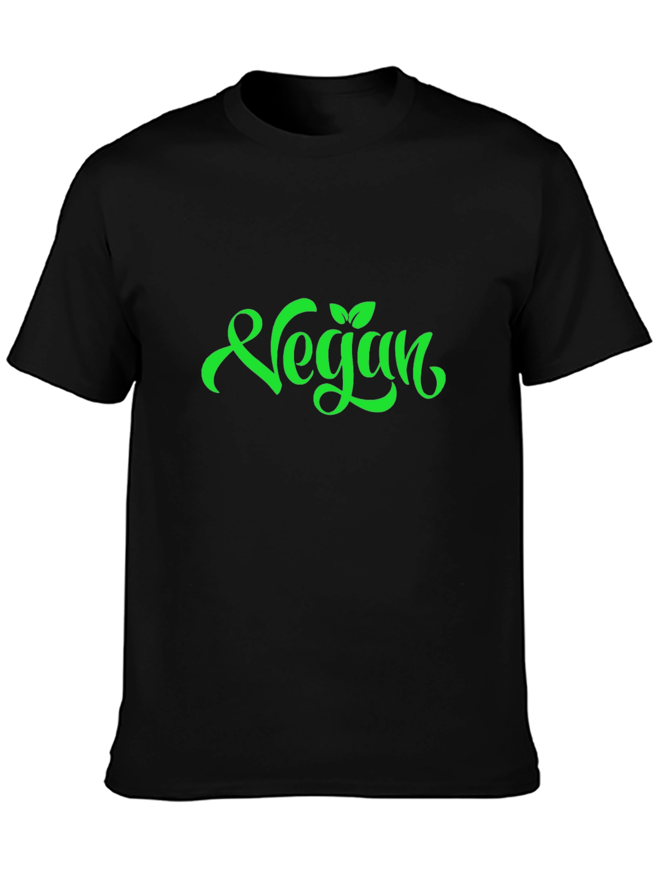 Vegan Green Lettering Black T-Shirt