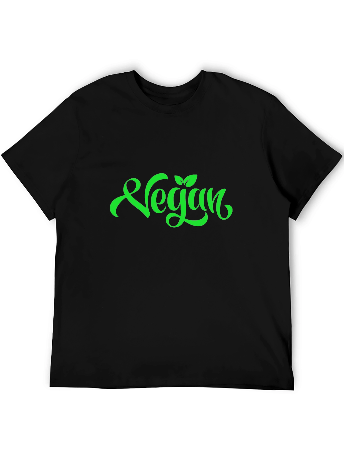 Vegan Green Lettering Black T-Shirt