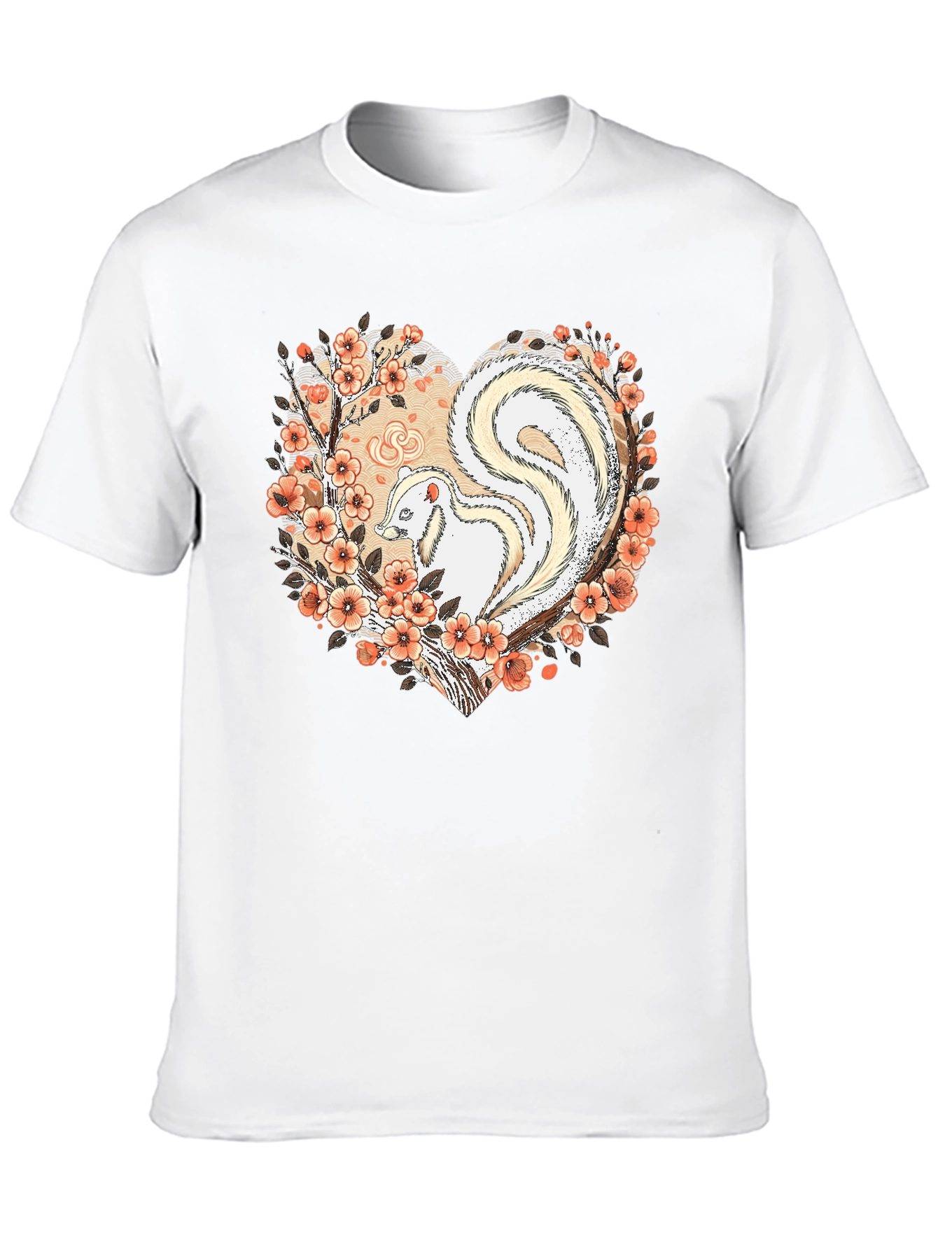 Albino Skunk Floral Heart Graphic Tee