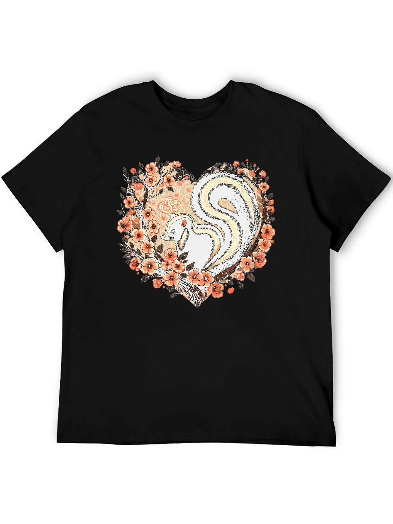 Albino Skunk Floral Heart Graphic Tee