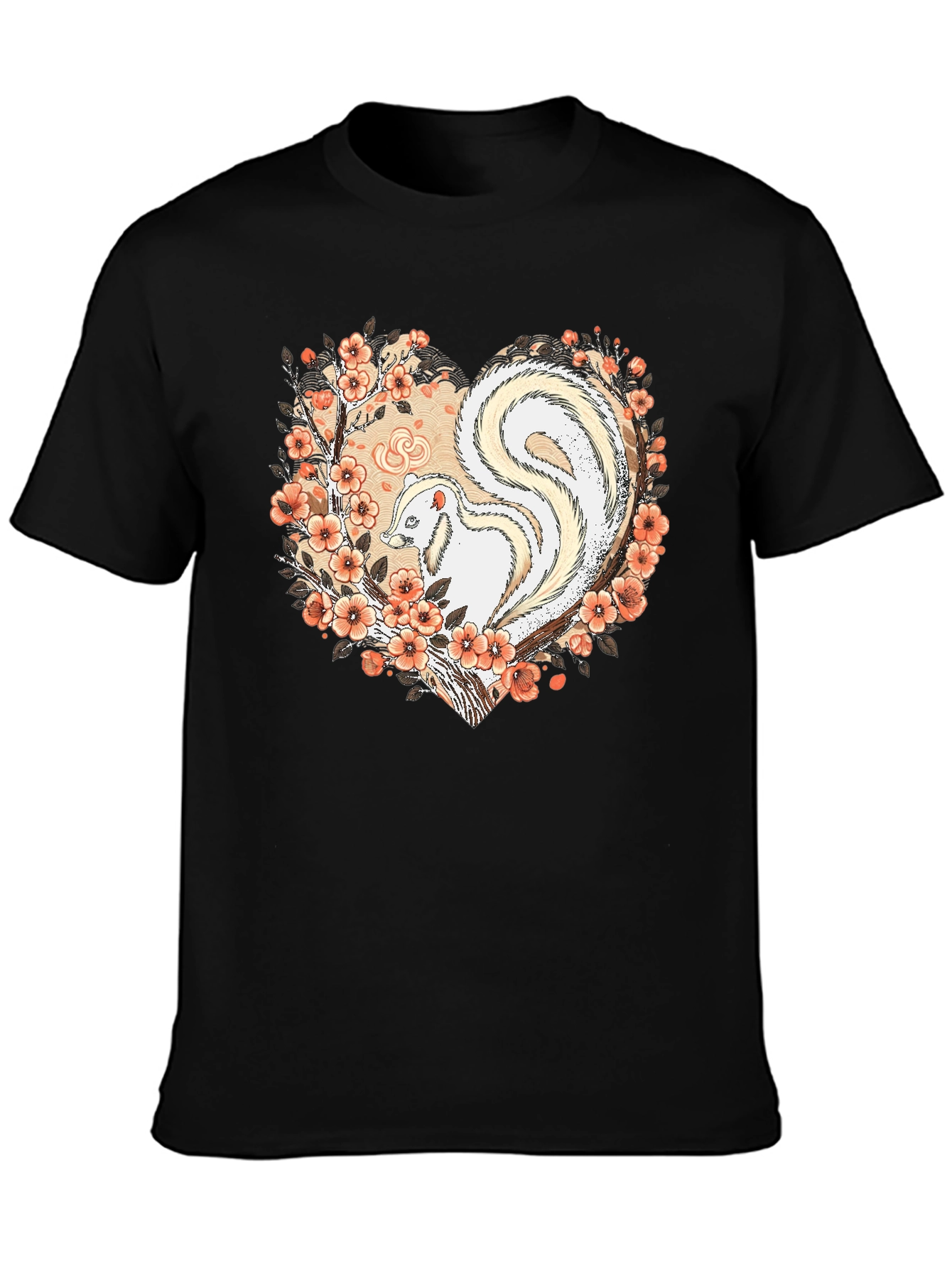 Albino Skunk Floral Heart Graphic Tee
