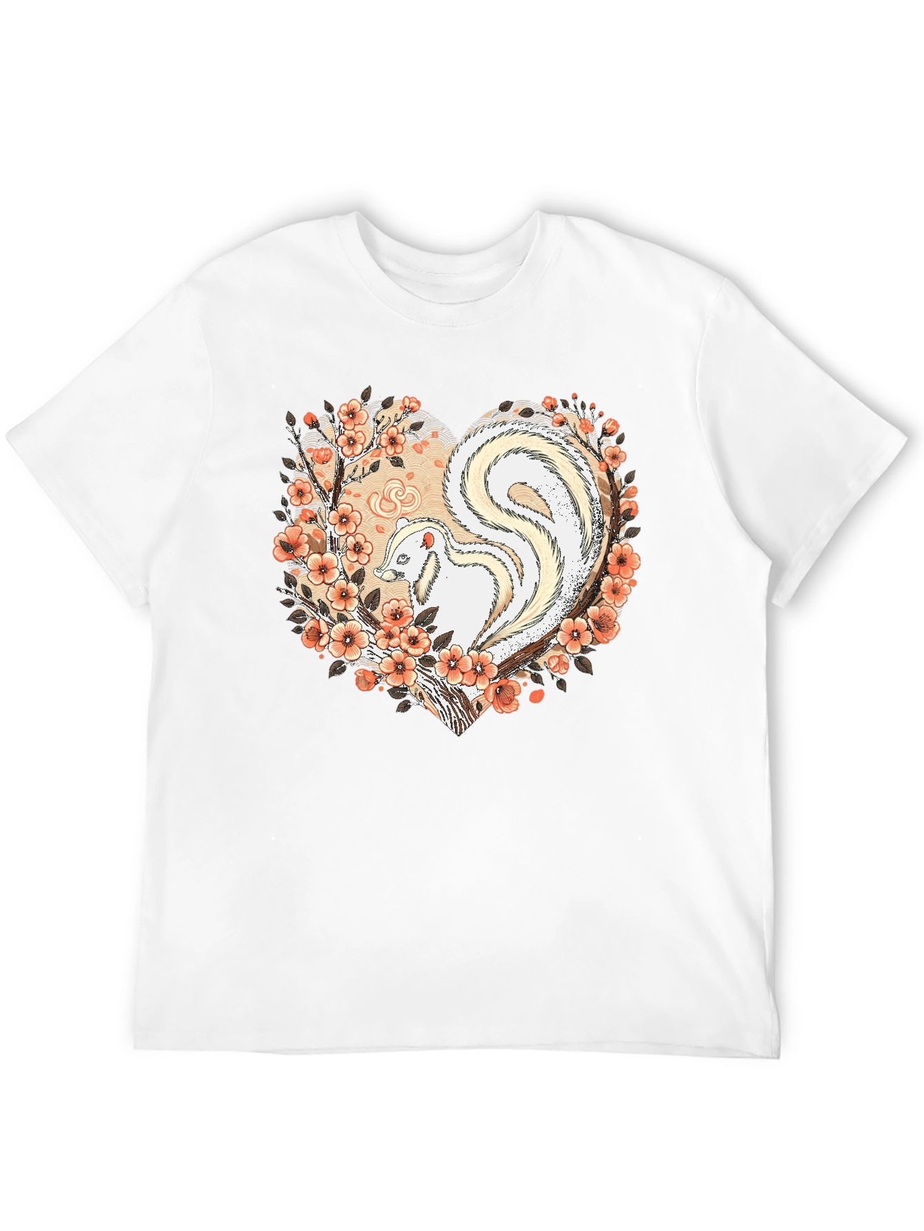 Albino Skunk Floral Heart Graphic Tee