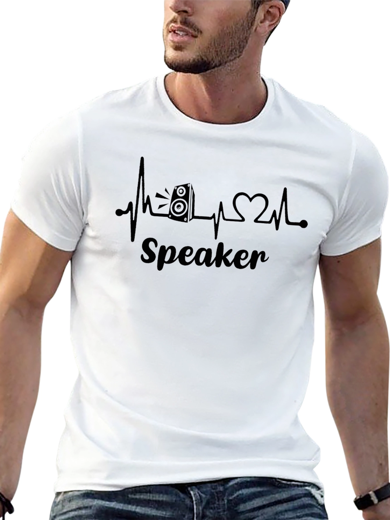 Speaker Heartbeat Graphic Tee - Music Lovers T-Shirt