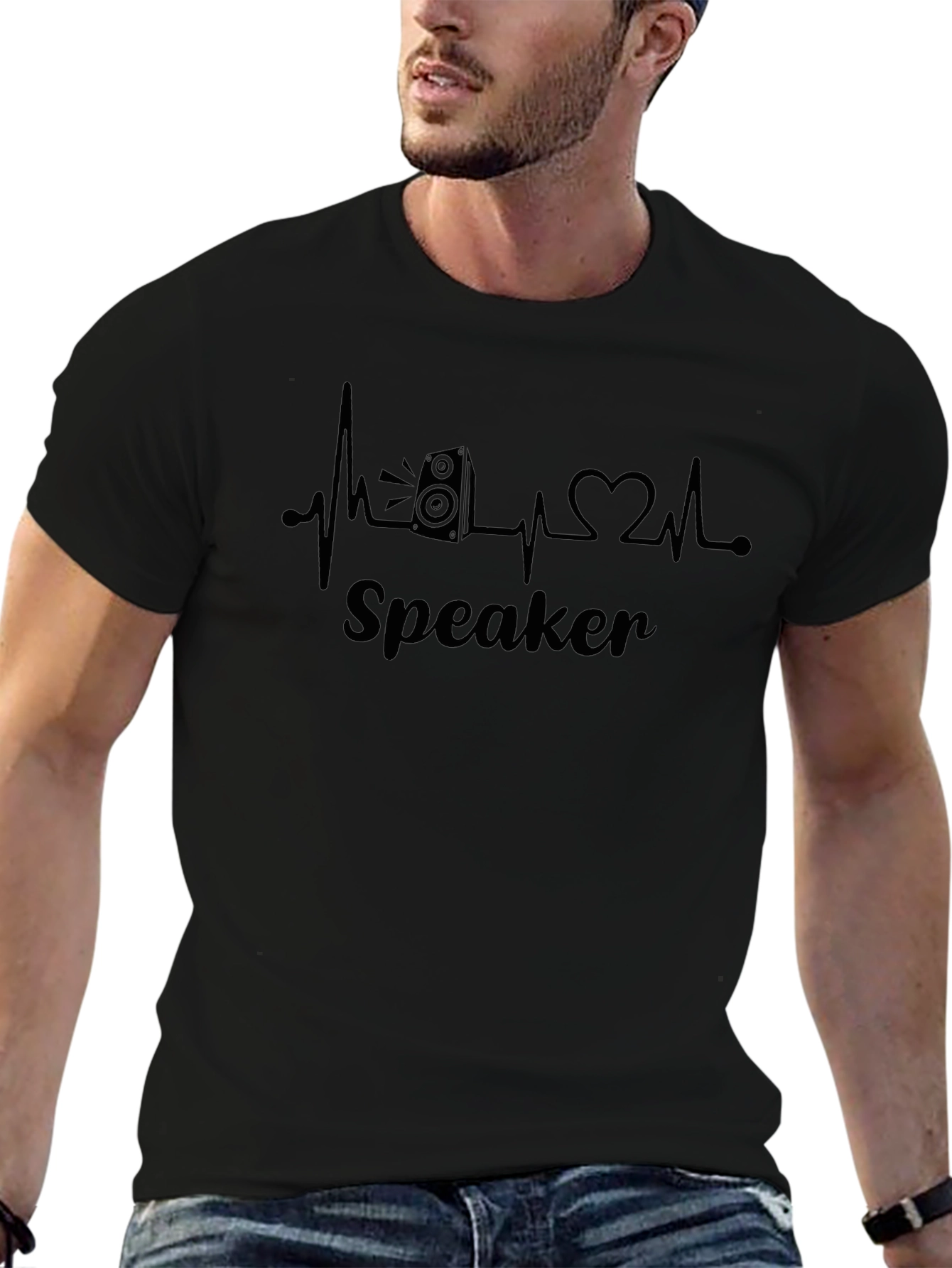 Speaker Heartbeat Graphic Tee - Music Lovers T-Shirt