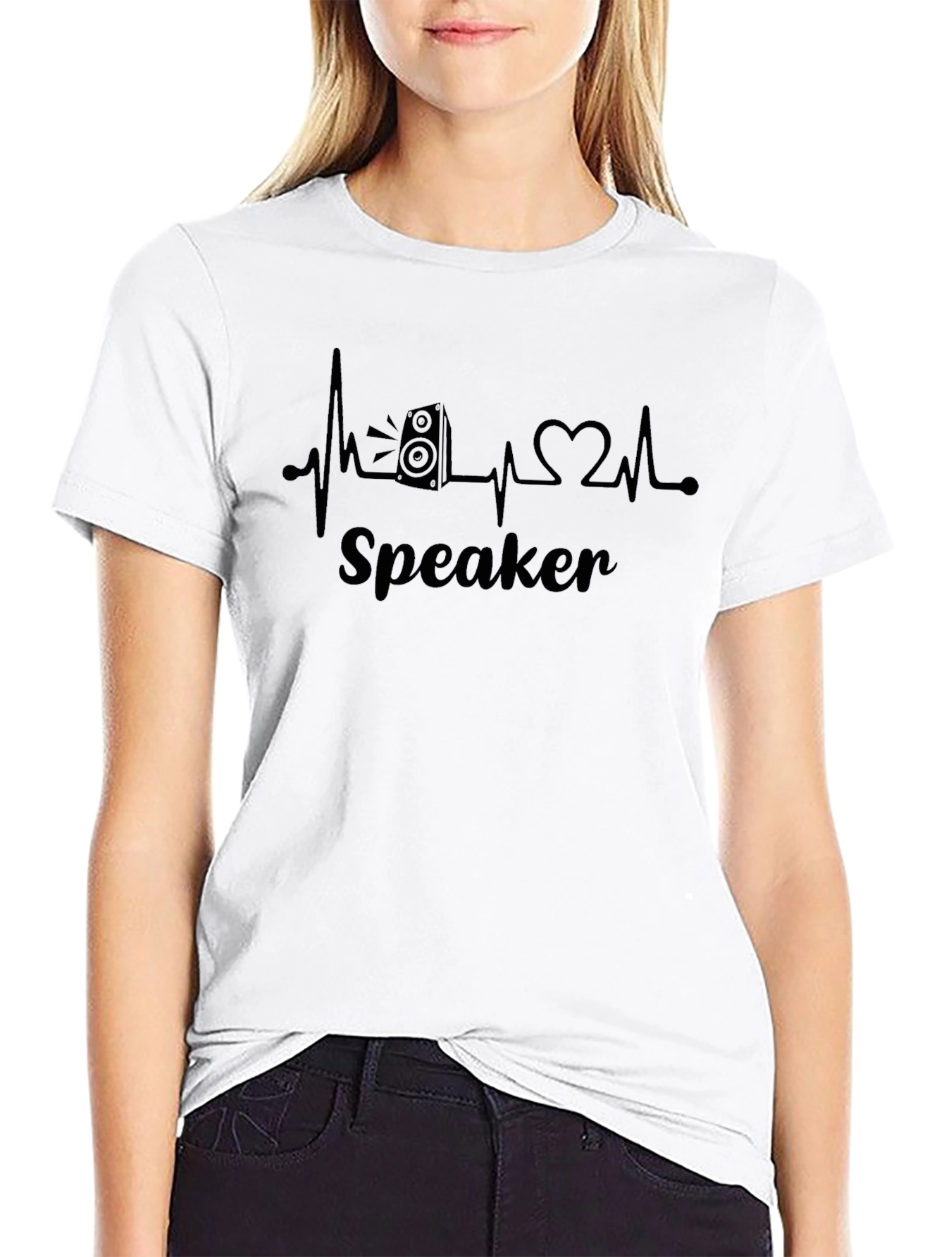 Speaker Heartbeat Graphic Tee - Music Lovers T-Shirt
