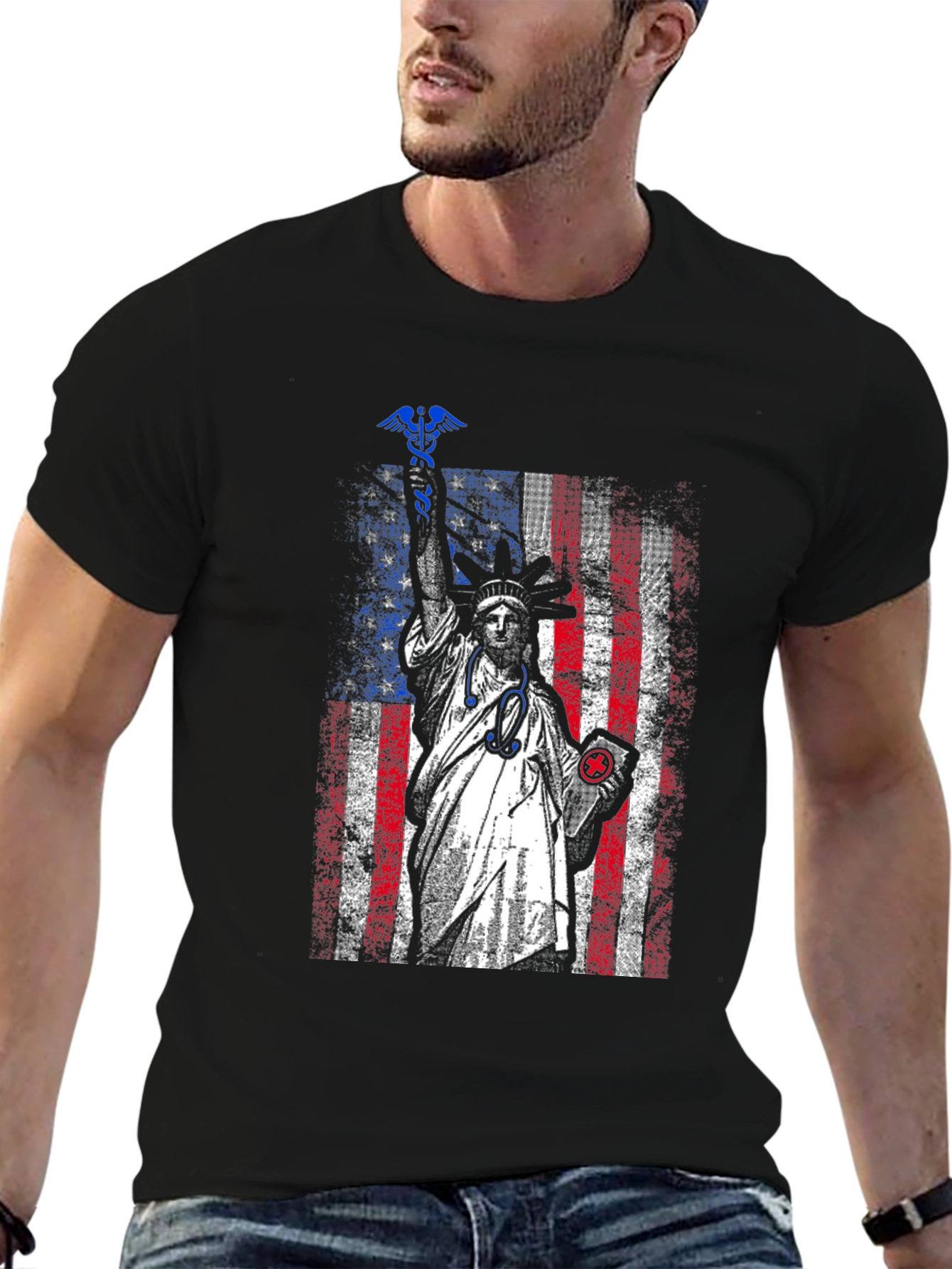 Statue of Liberty Nurse T-Shirt - Patriotic Medical Apparel