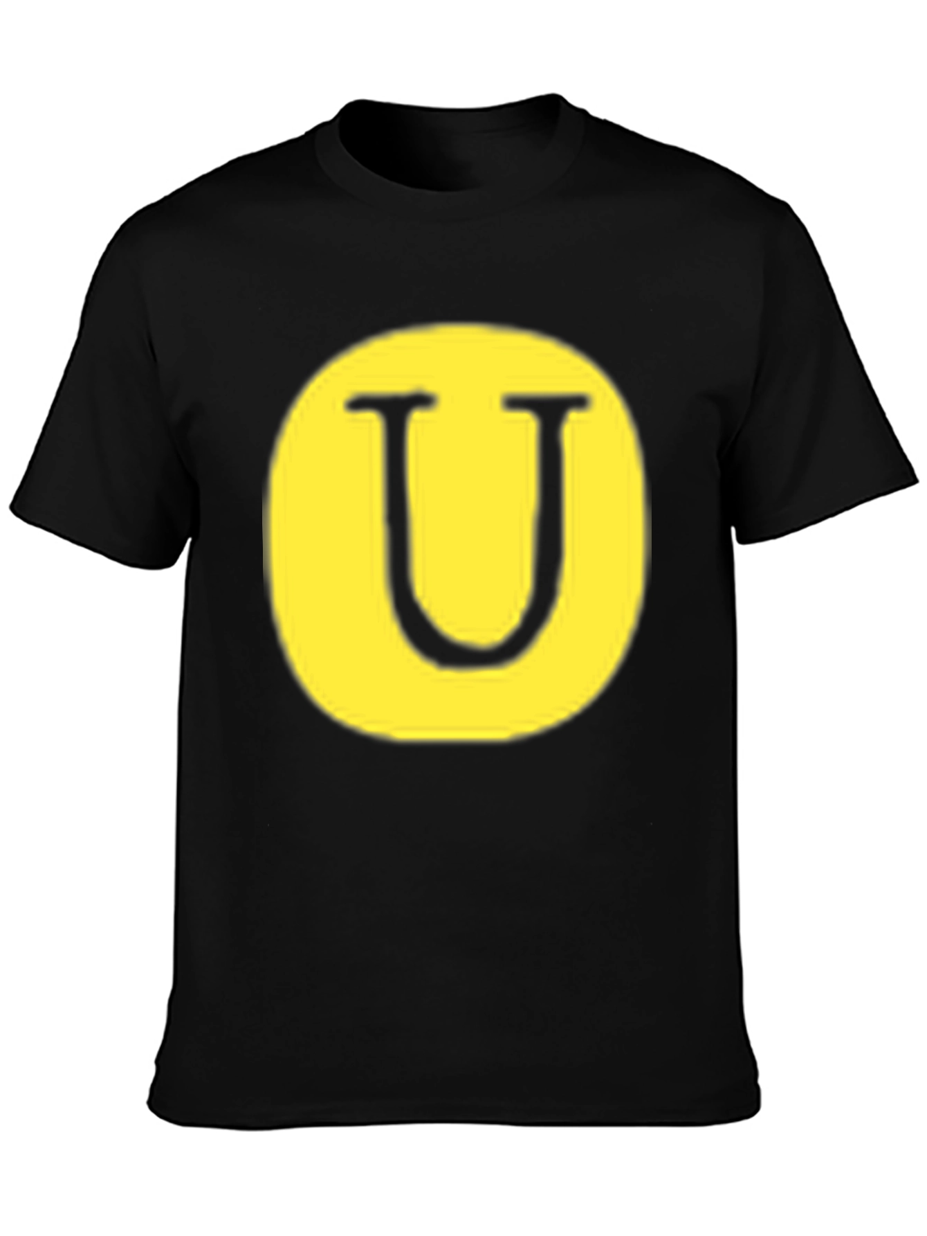Letter U Graphic Tee - Black Cotton Blend