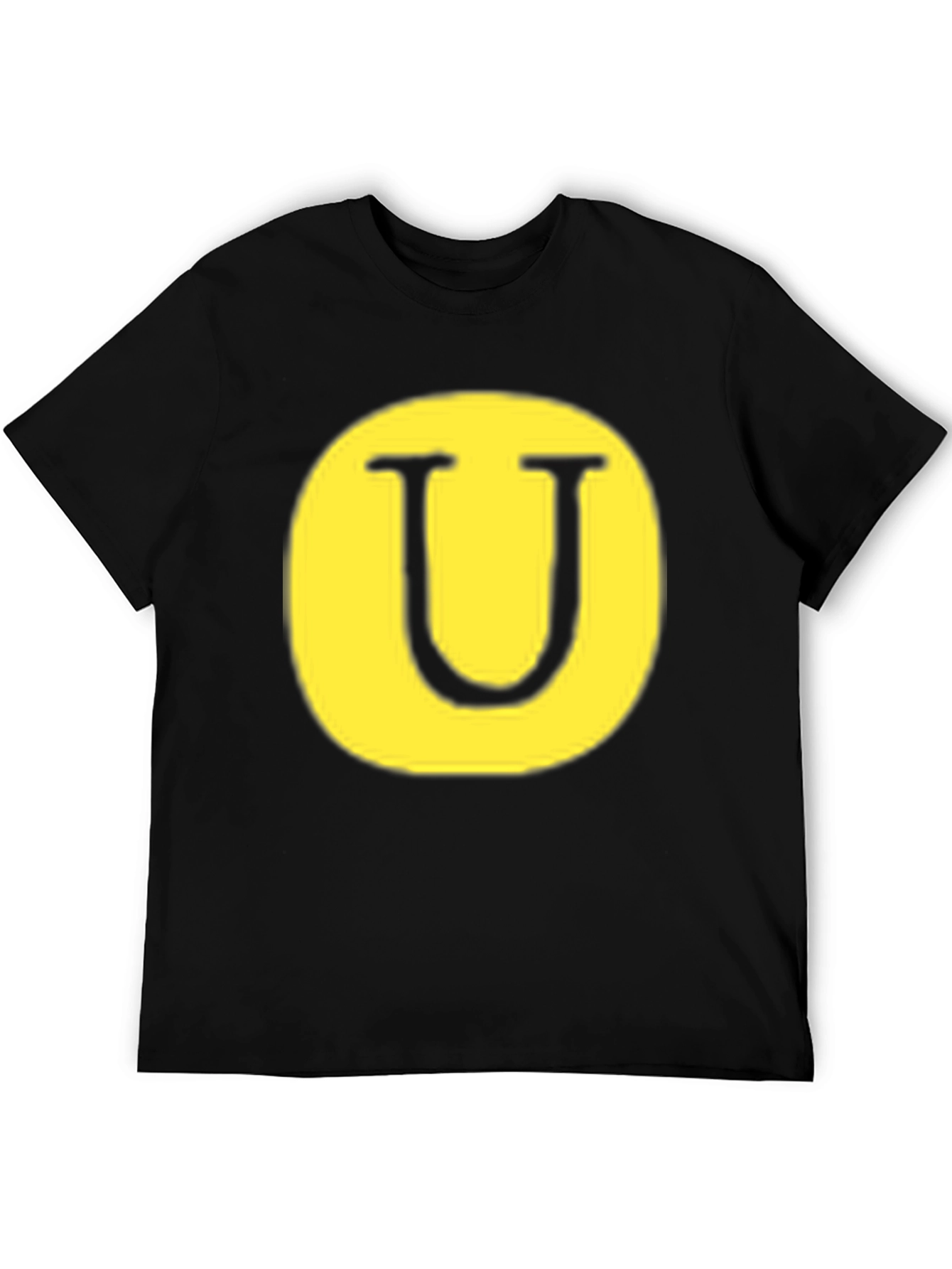 Letter U Graphic Tee - Black Cotton Blend