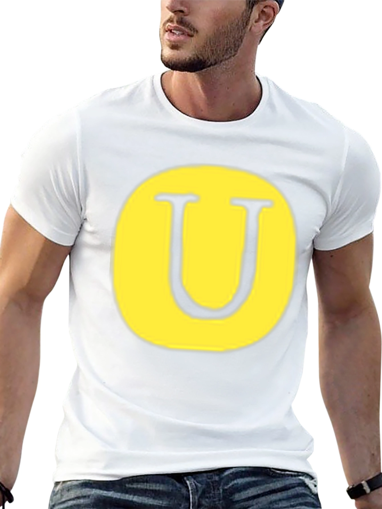 Letter U Graphic Tee - Black Cotton Blend