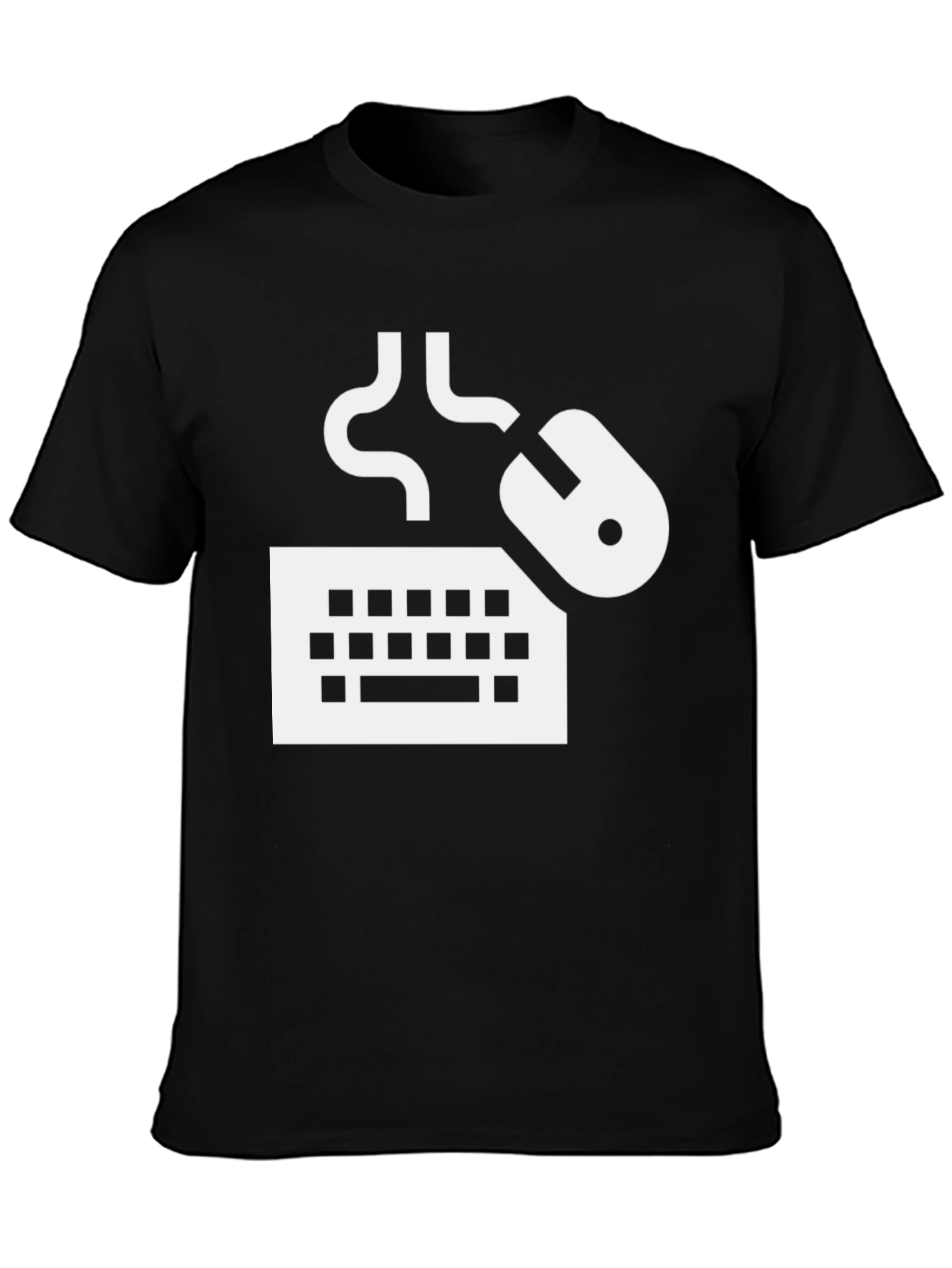 Keyboard Mouse Graphic Tee - Black Cotton T-Shirt