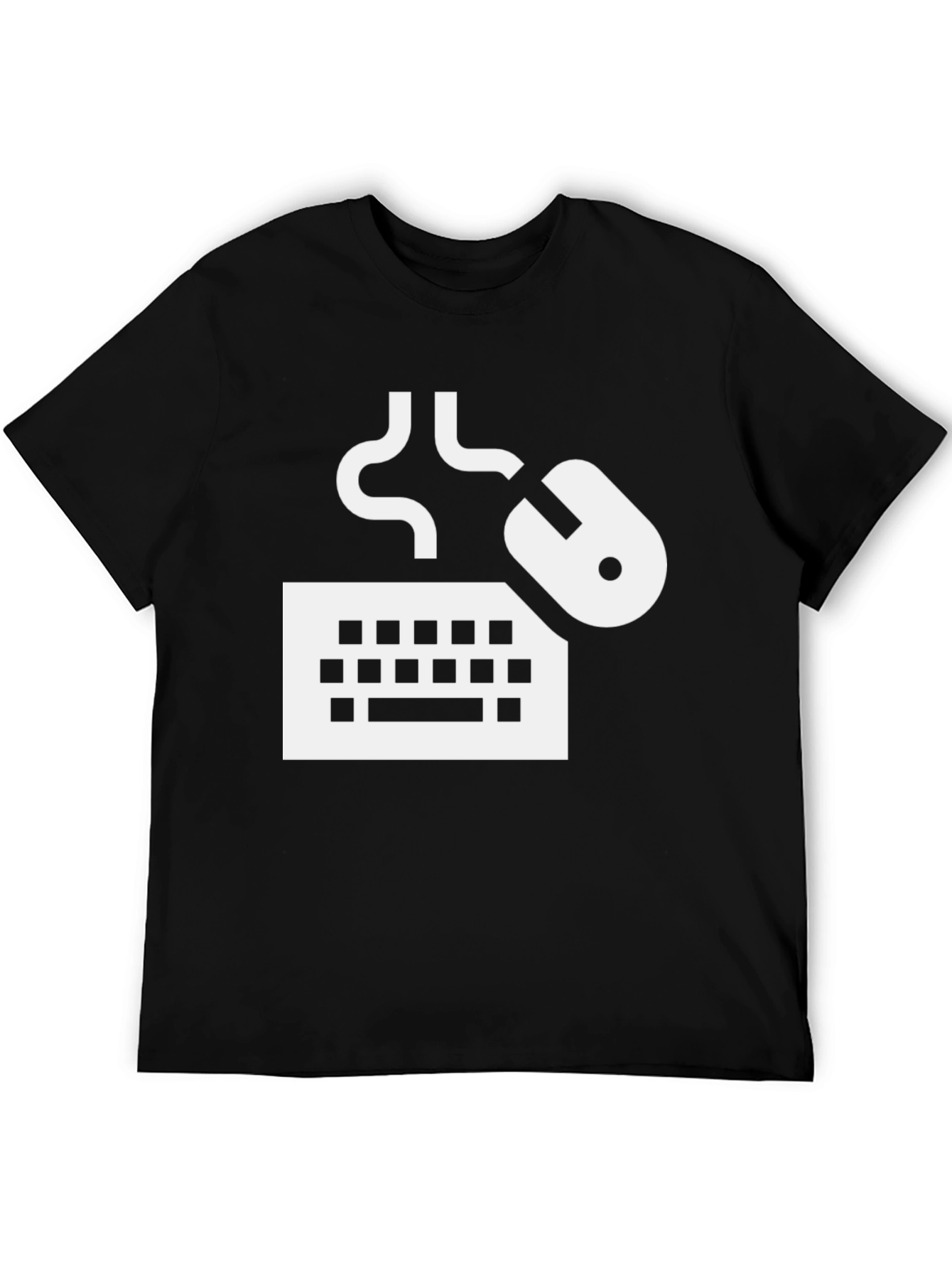 Keyboard Mouse Graphic Tee - Black Cotton T-Shirt