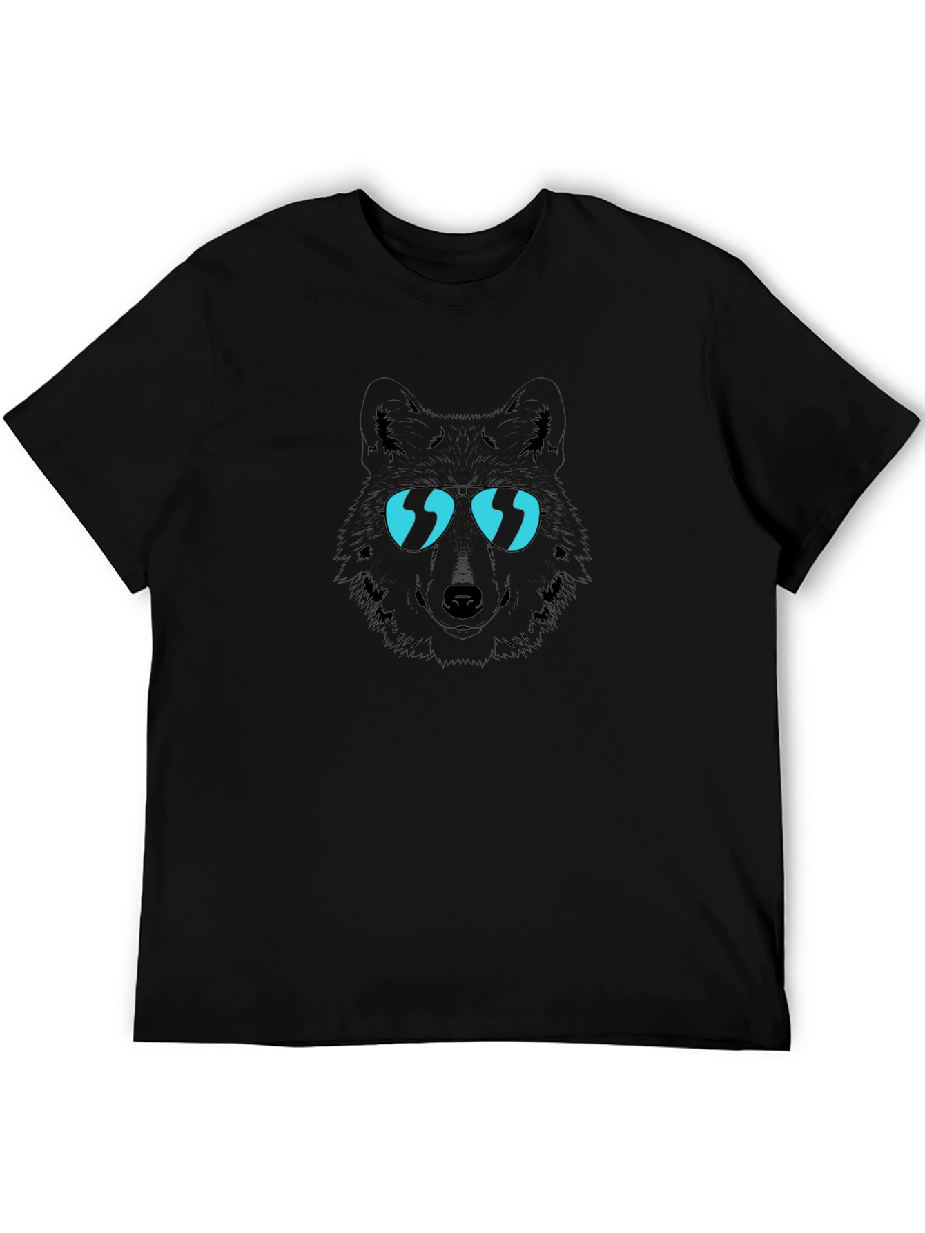 Cool Wolf Graphic Tee - Black Cotton T-Shirt